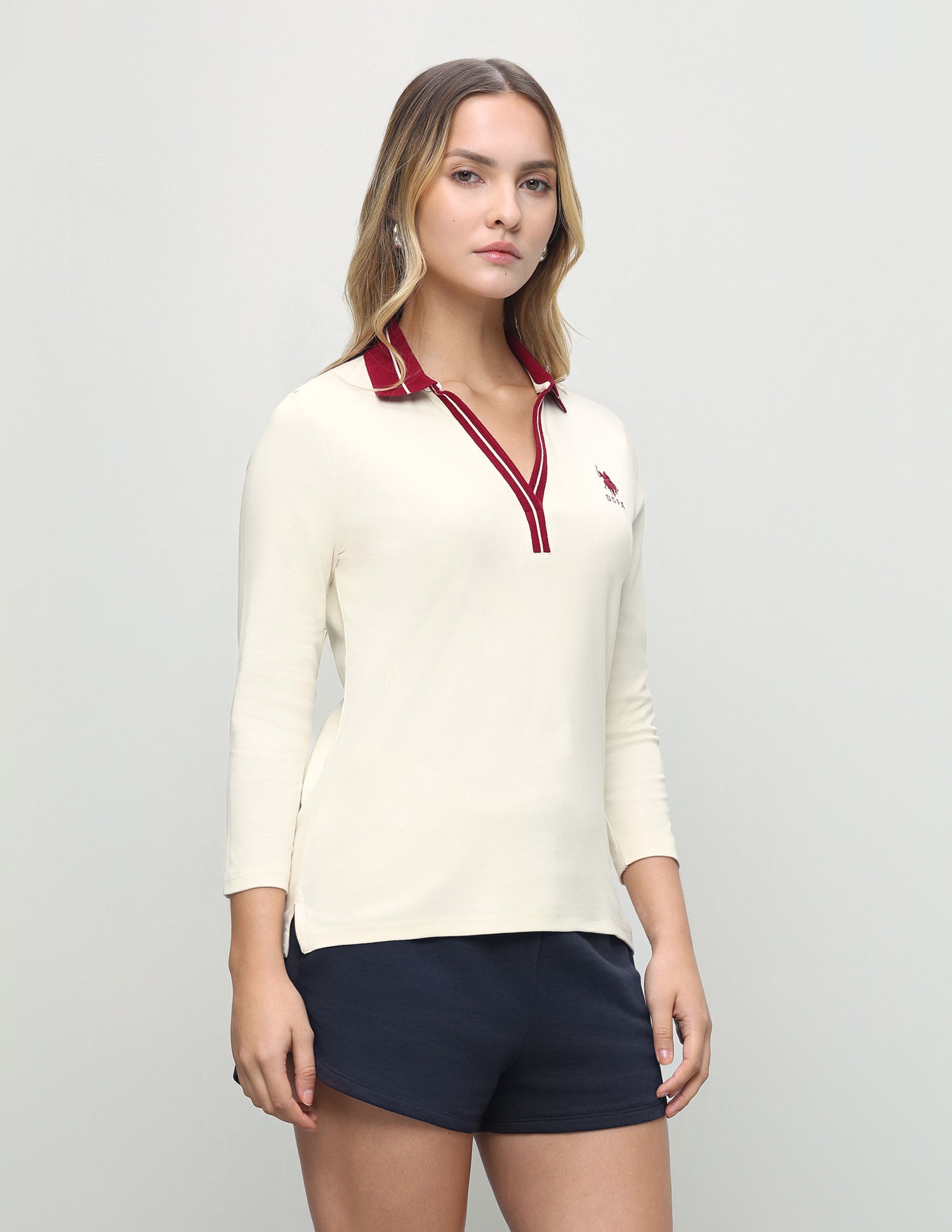 Solid Regular Fit Polo Shirt Ecru - U.S. Polo Assn. India | Large
