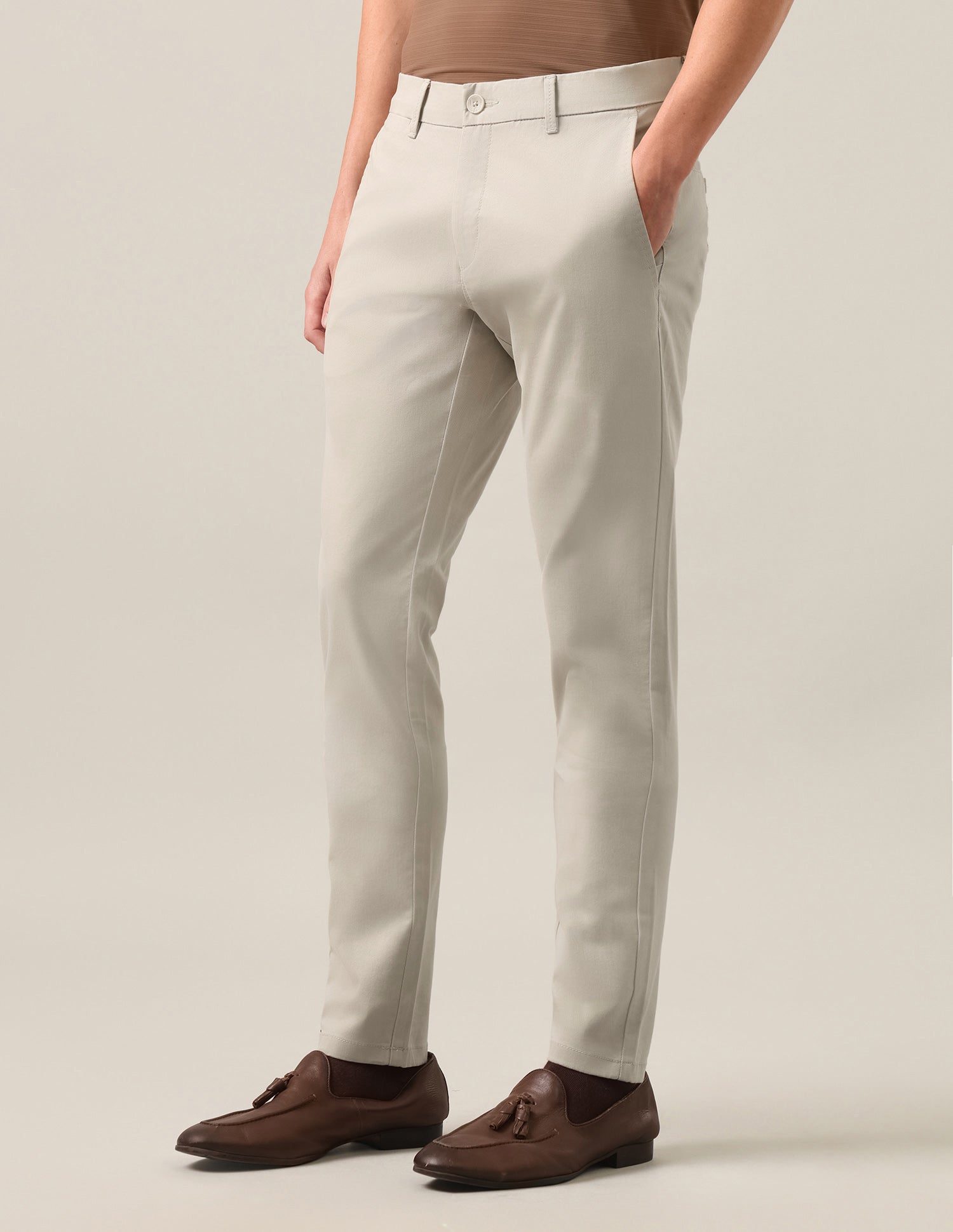 Austin Slim Fit Twill Trousers Stone - U.S. Polo Assn. India | Large