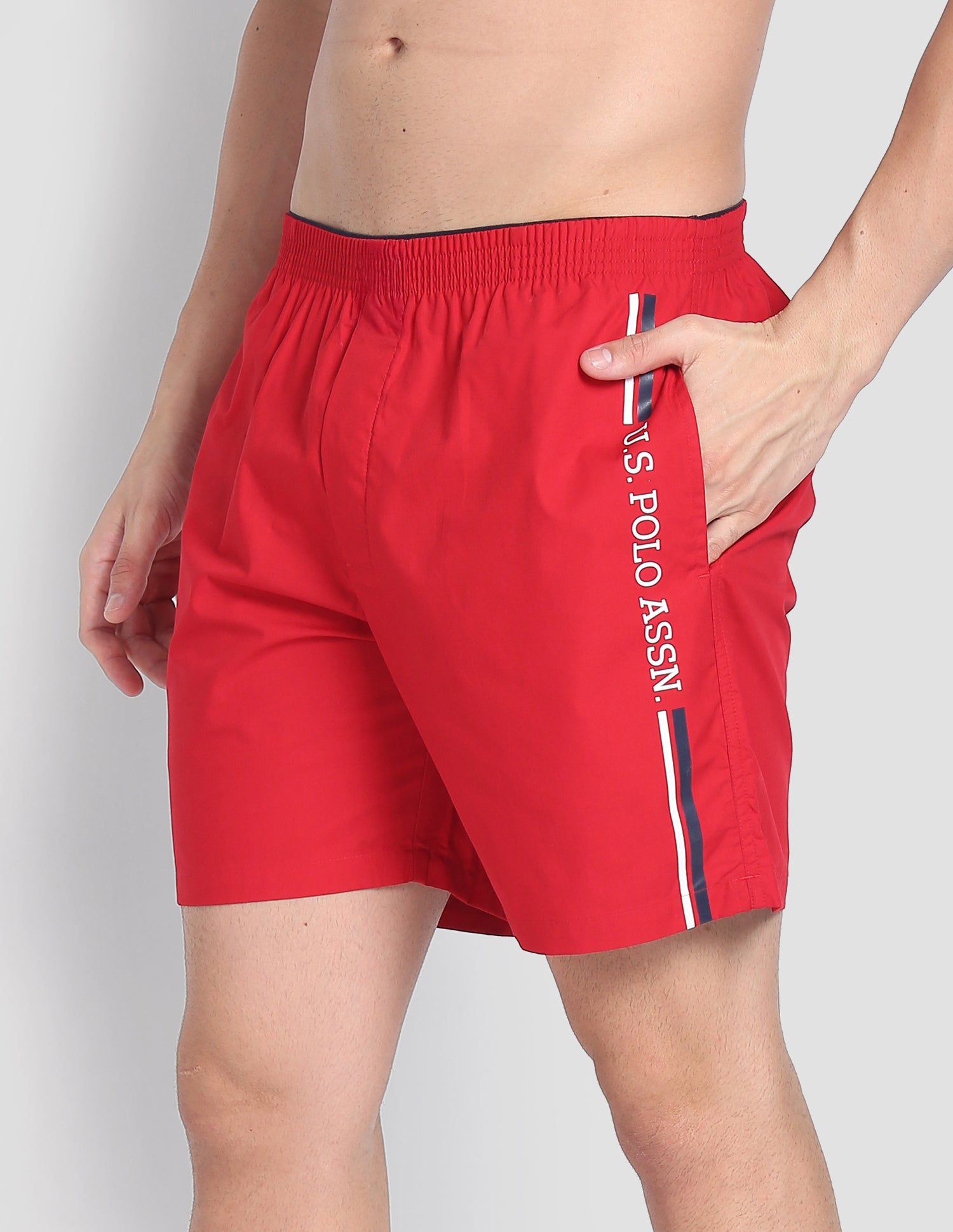 Brand Stripe Dual Pocket IYAX Boxers - Pack Of 1 Red - U.S. POLO ASSN. | Large