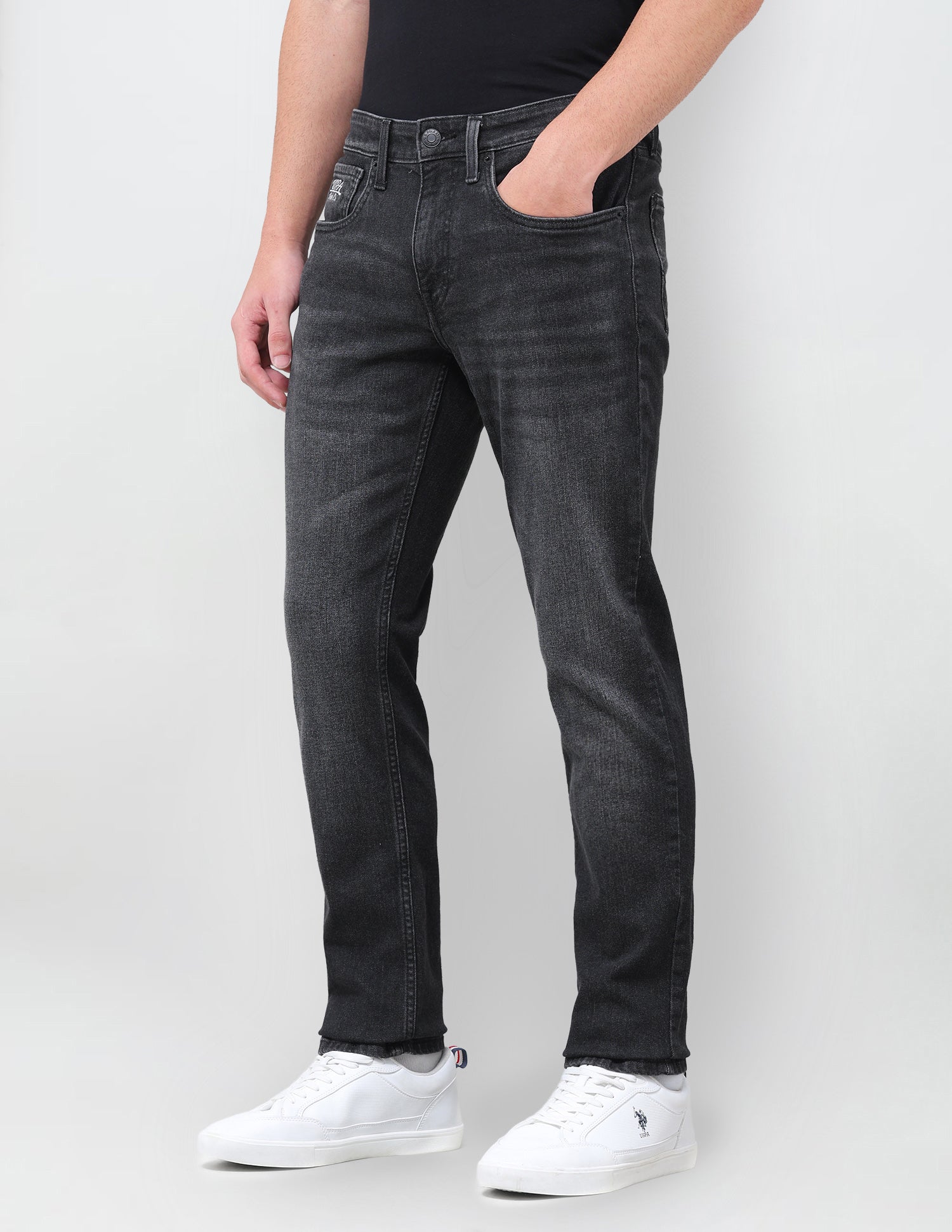 Brandon Slim Tapered Fit Black Jeans Black - U.S. Polo Assn. India | Large