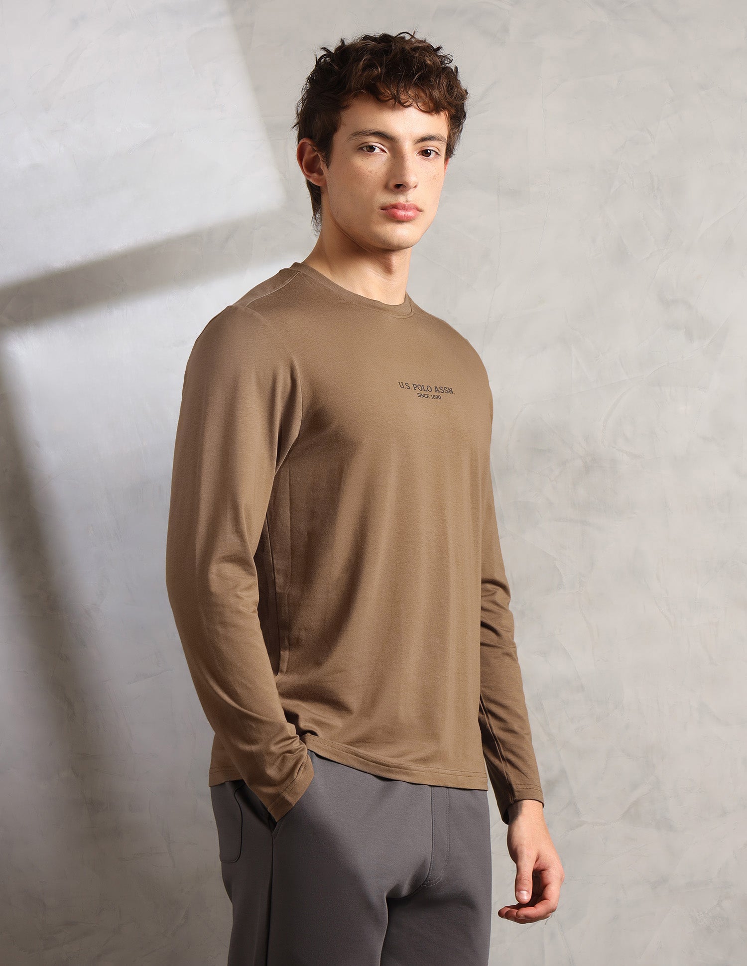 Brethable Full Sleeve PE006-PL Lounge T-Shirt - Pack Of 1 Malt Ball - U.S. Polo Assn. India | Large