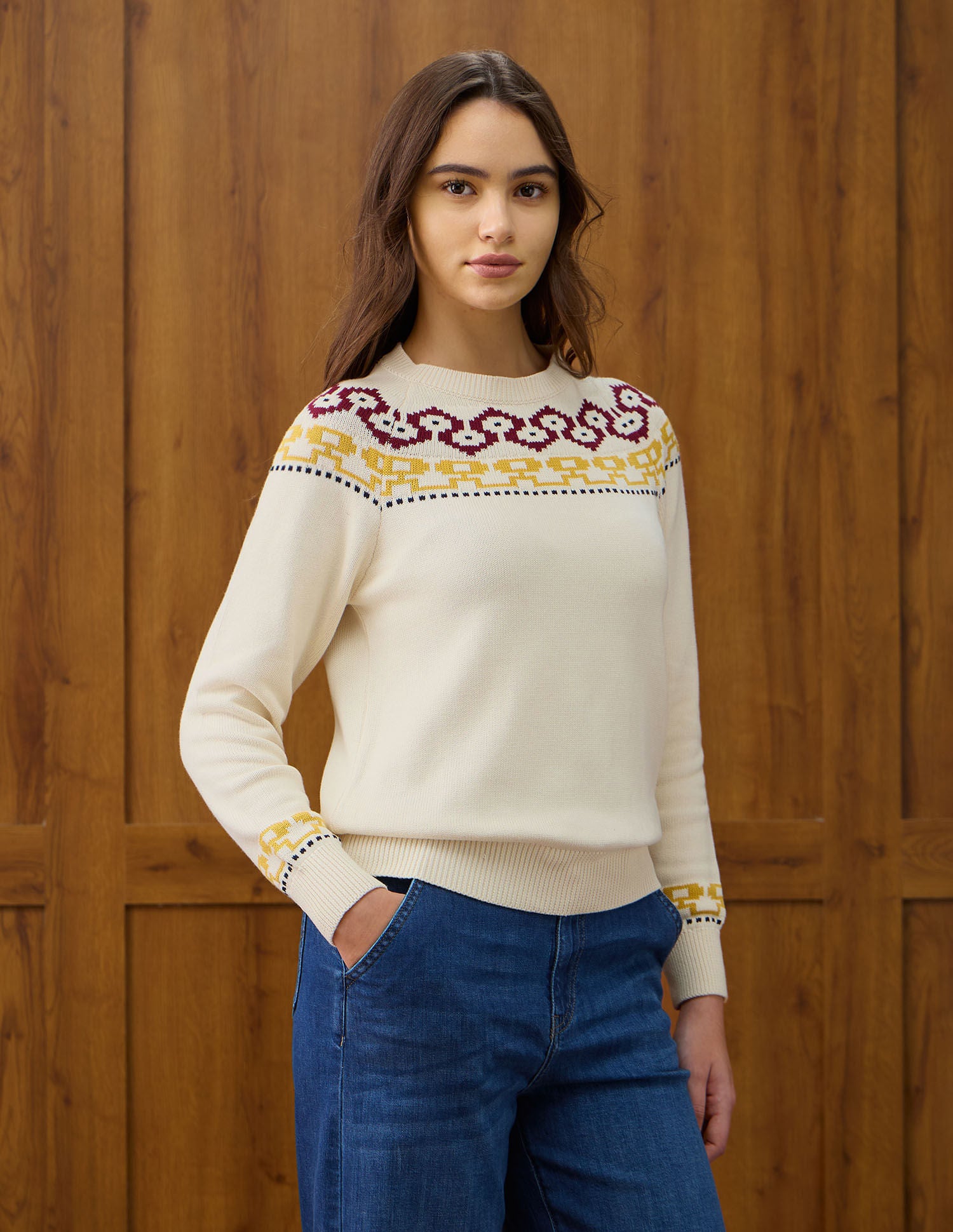 Patterned Knit Regular Fit Sweater White - U.S. POLO ASSN. | Large