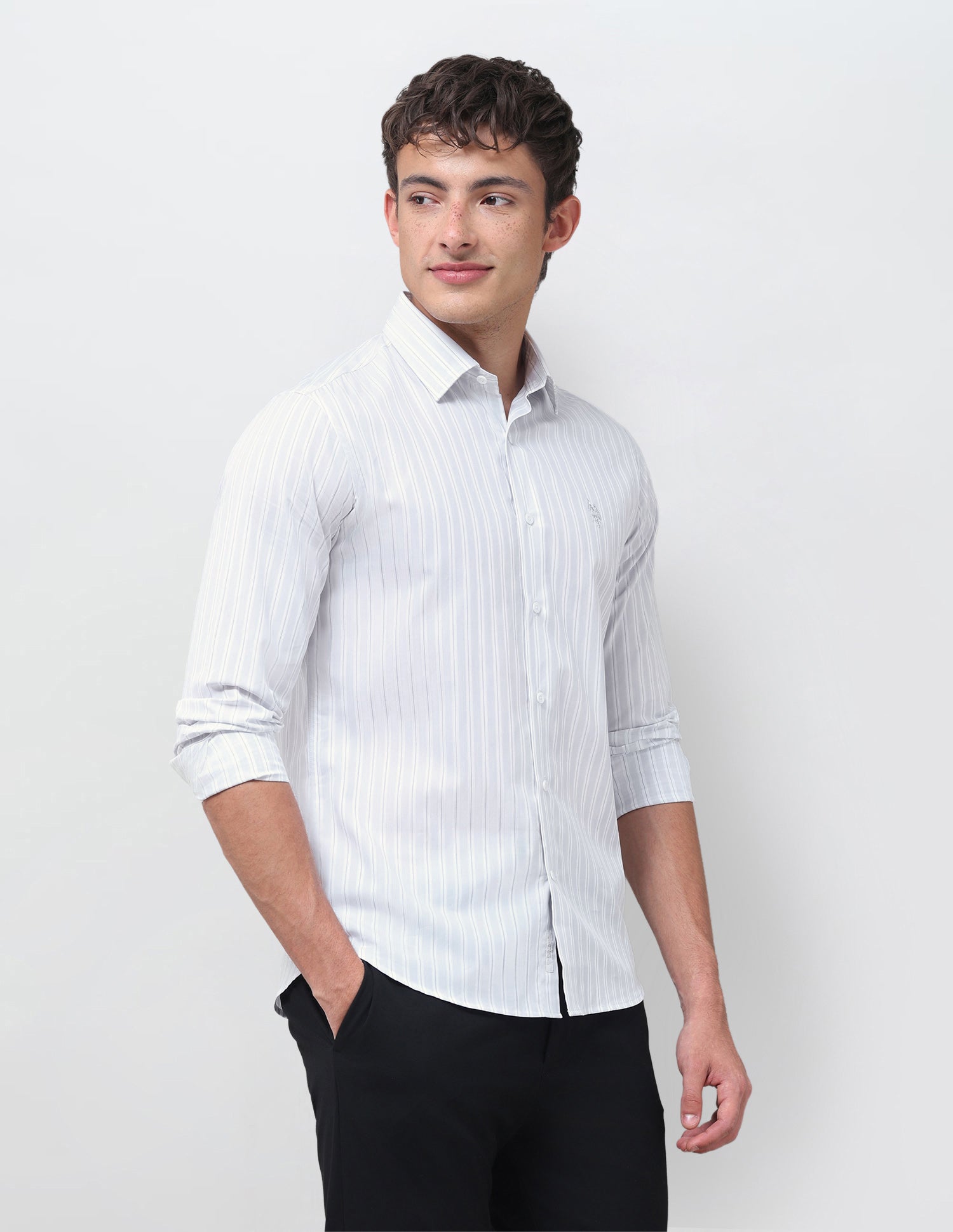 Vertical Striped Shirt Grey - U.S. Polo Assn. India | Large