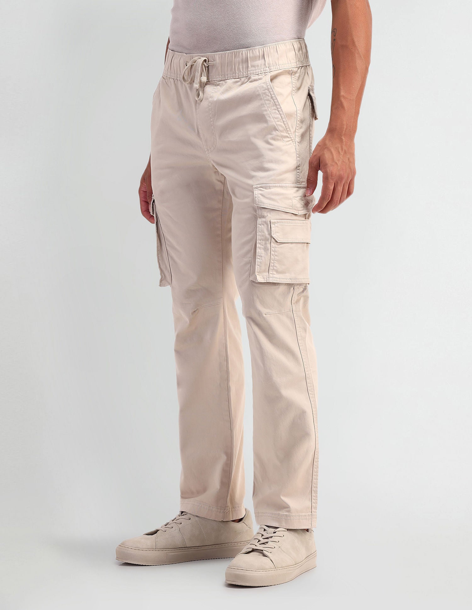 Solid Straight Fit Trousers Stone - U.S. POLO ASSN. | Large