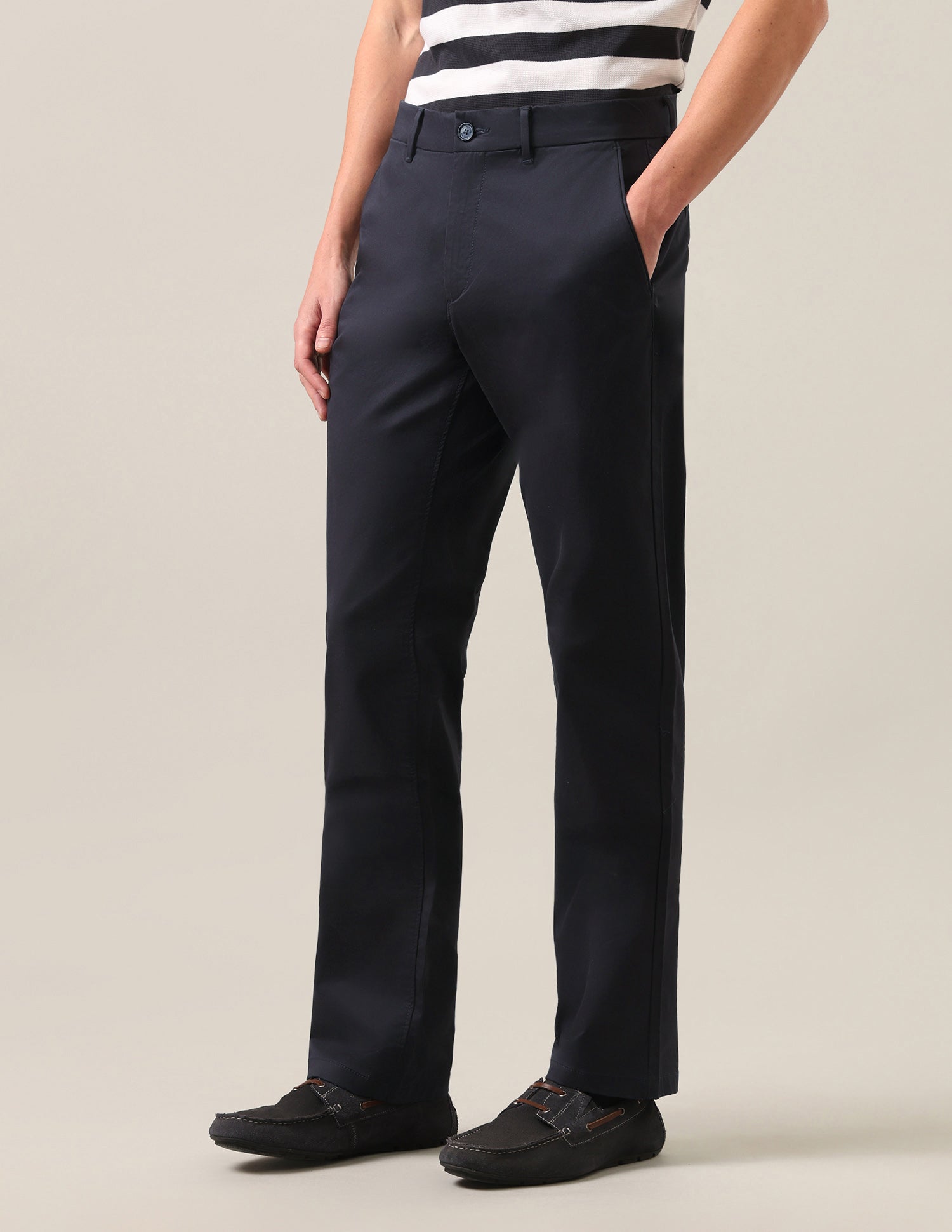 Riley Straight Fit Satin Trousers Navy - U.S. Polo Assn. India | Large