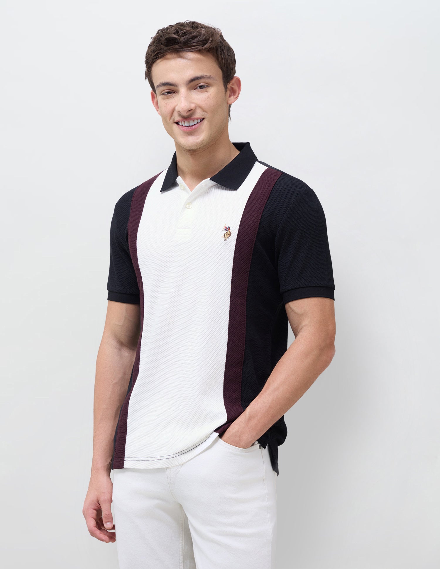 Colourblocked Muscle Fit Polo Shirt Black - U.S. Polo Assn. India | Large