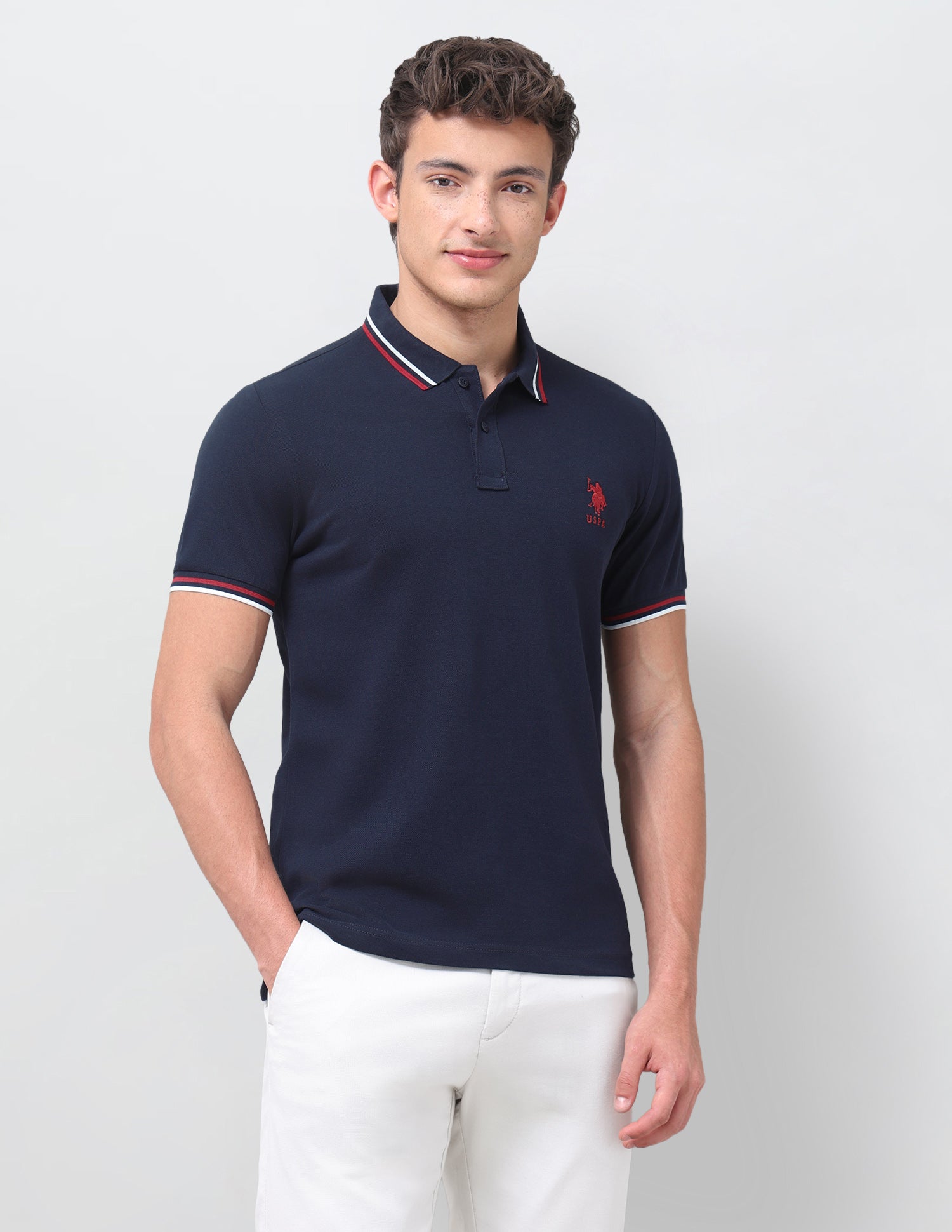 Solid Regular Fit Polo Shirt Navy - U.S. Polo Assn. India | Large