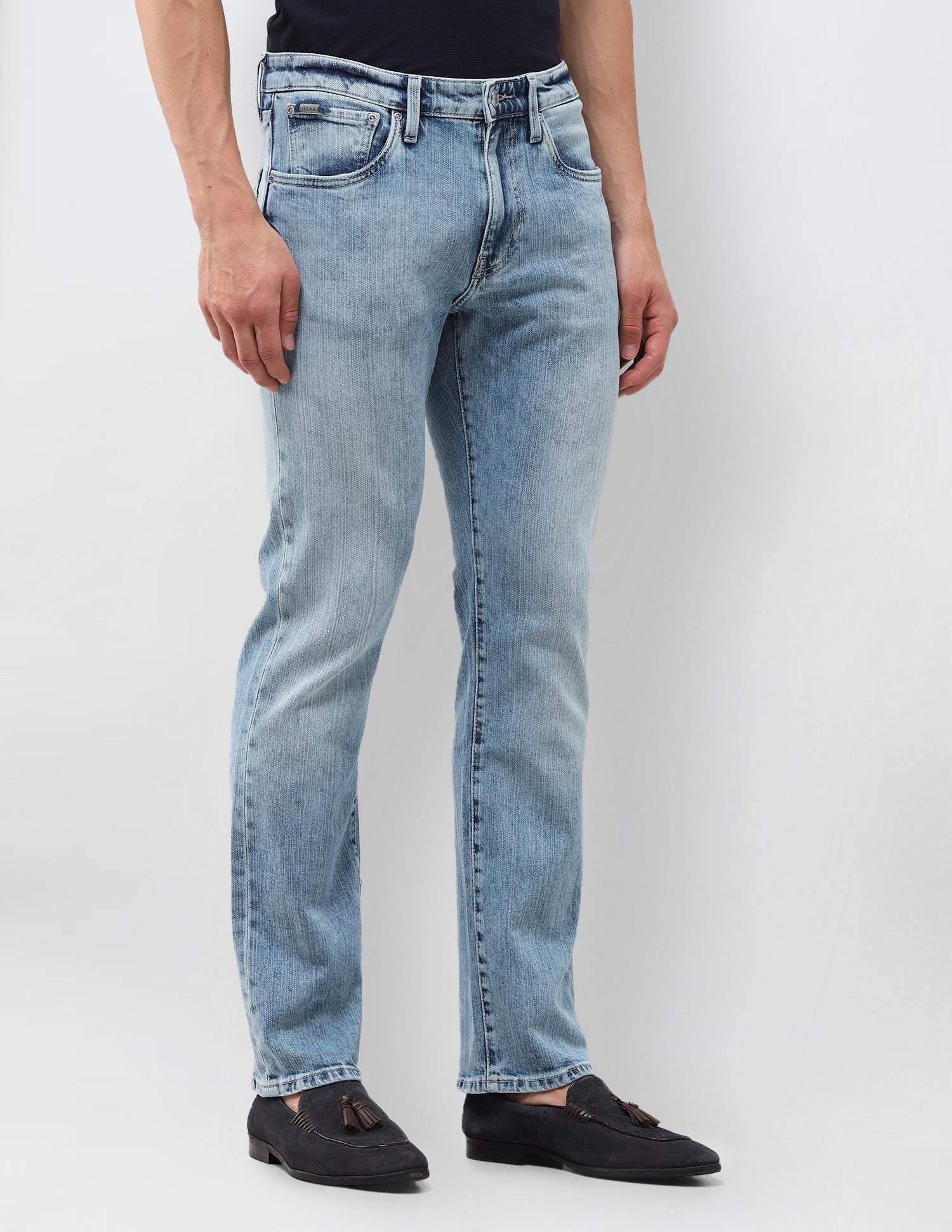 Harold Slim Straight Fit Blue Jeans Mid Blue - U.S. Polo Assn. India | Large