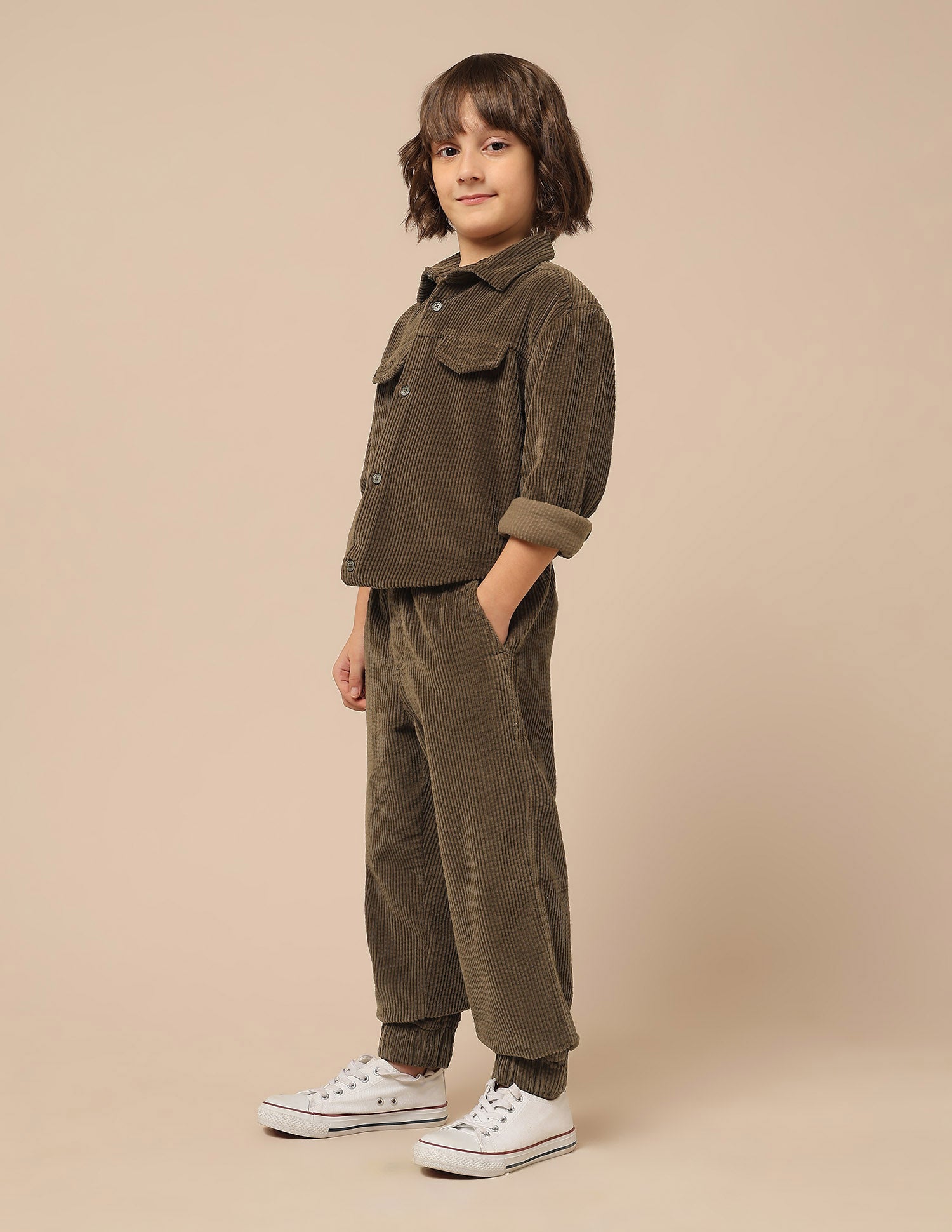 Boys Relaxed Fit Corduroy Joggers Brown - U.S. POLO ASSN. | Large