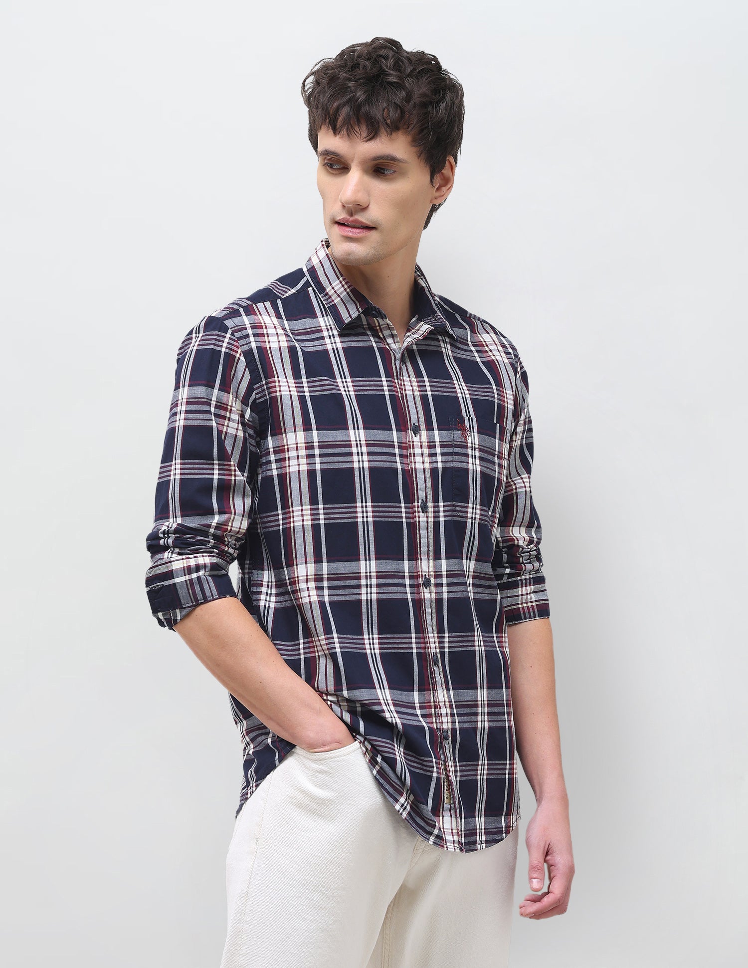 Plaid Checked Regular Fit Shirt Navy - U.S. Polo Assn. India | Large