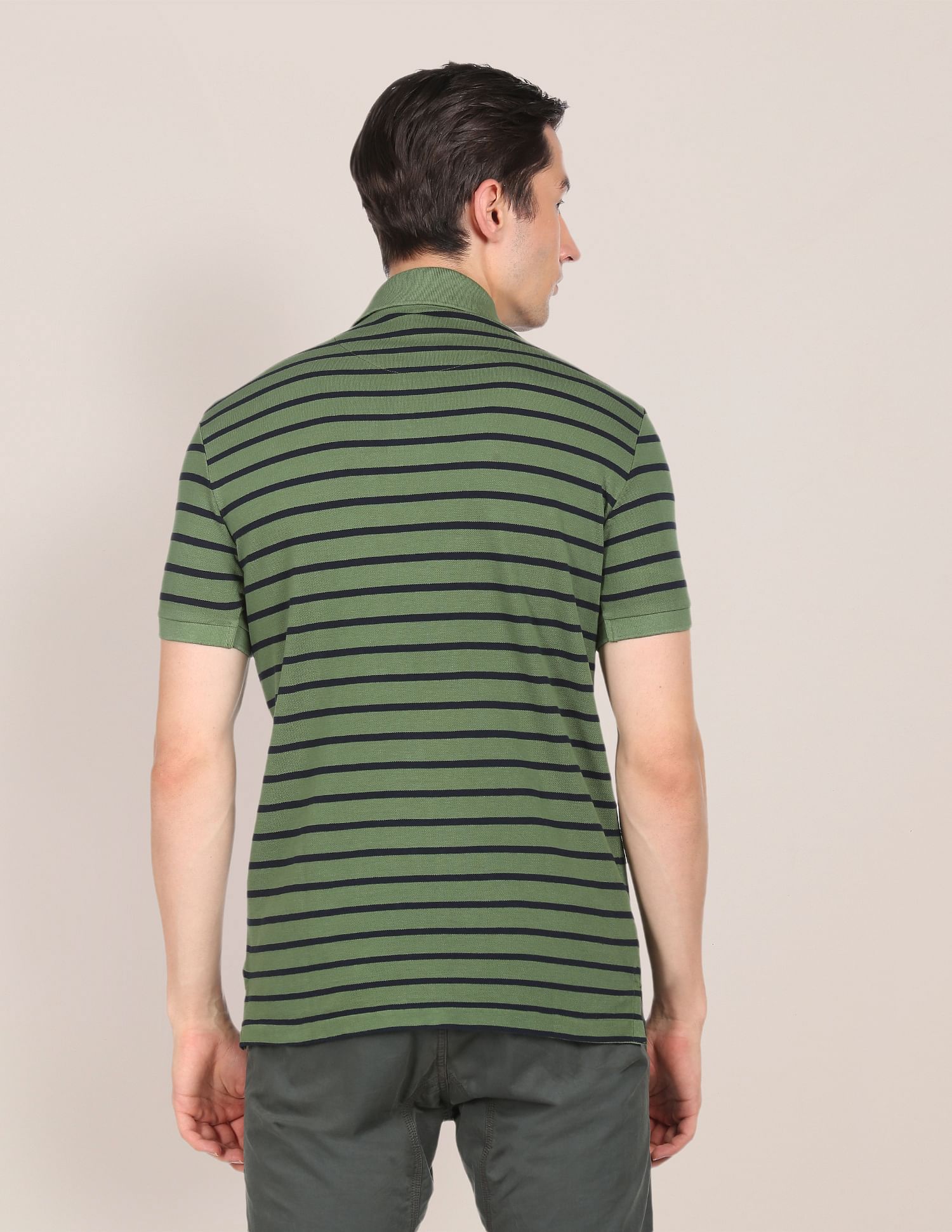 Cotton Striped Polo Shirt Green - U.S. Polo Assn. India | Large