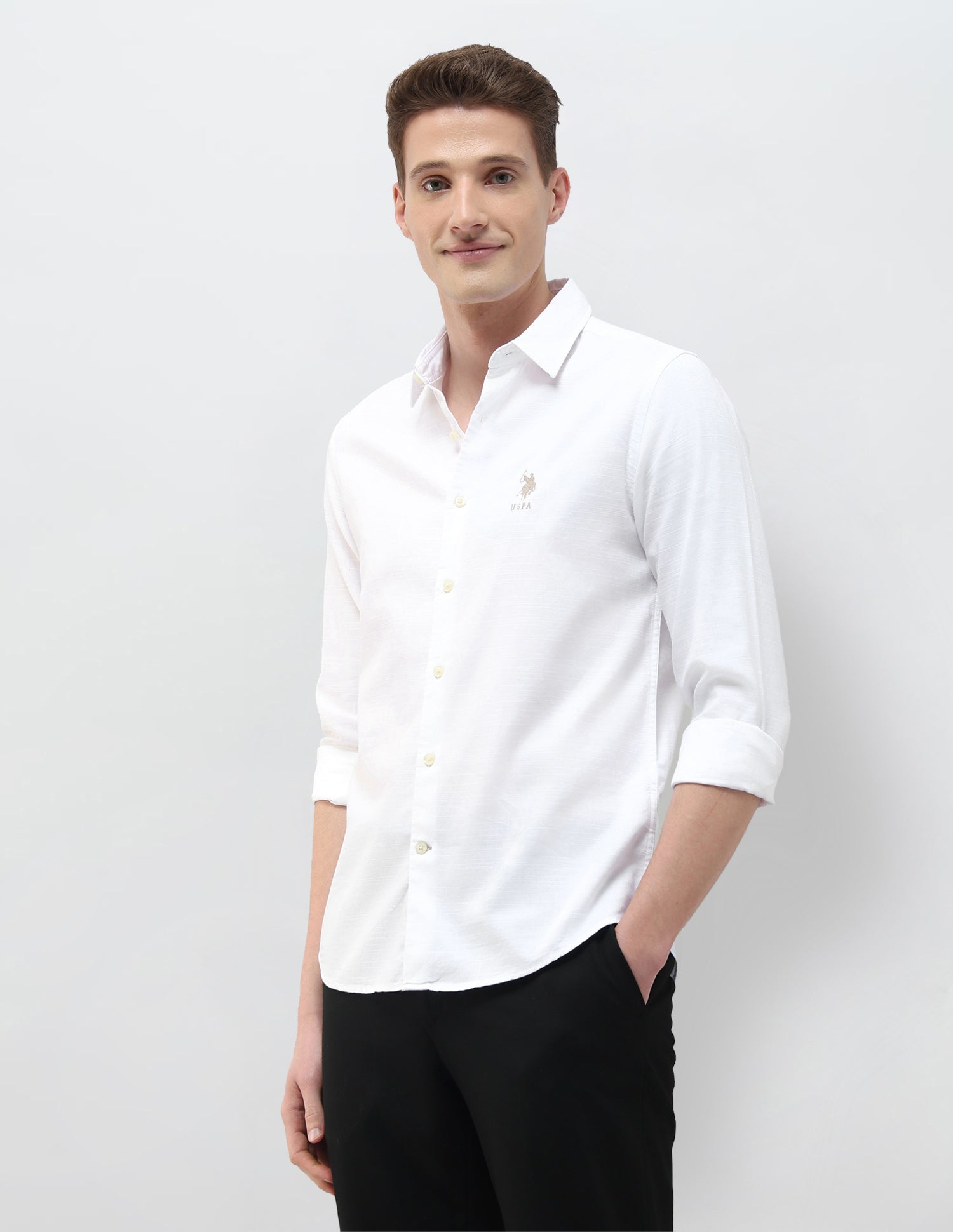 Summer House Regular Fit Shirt White - U.S. Polo Assn. India | Large