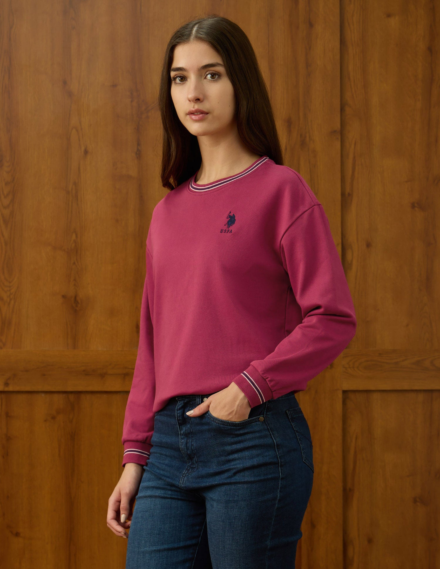 Solid Drop Shoulder Sweatshirt Pink - U.S. POLO ASSN. | Large