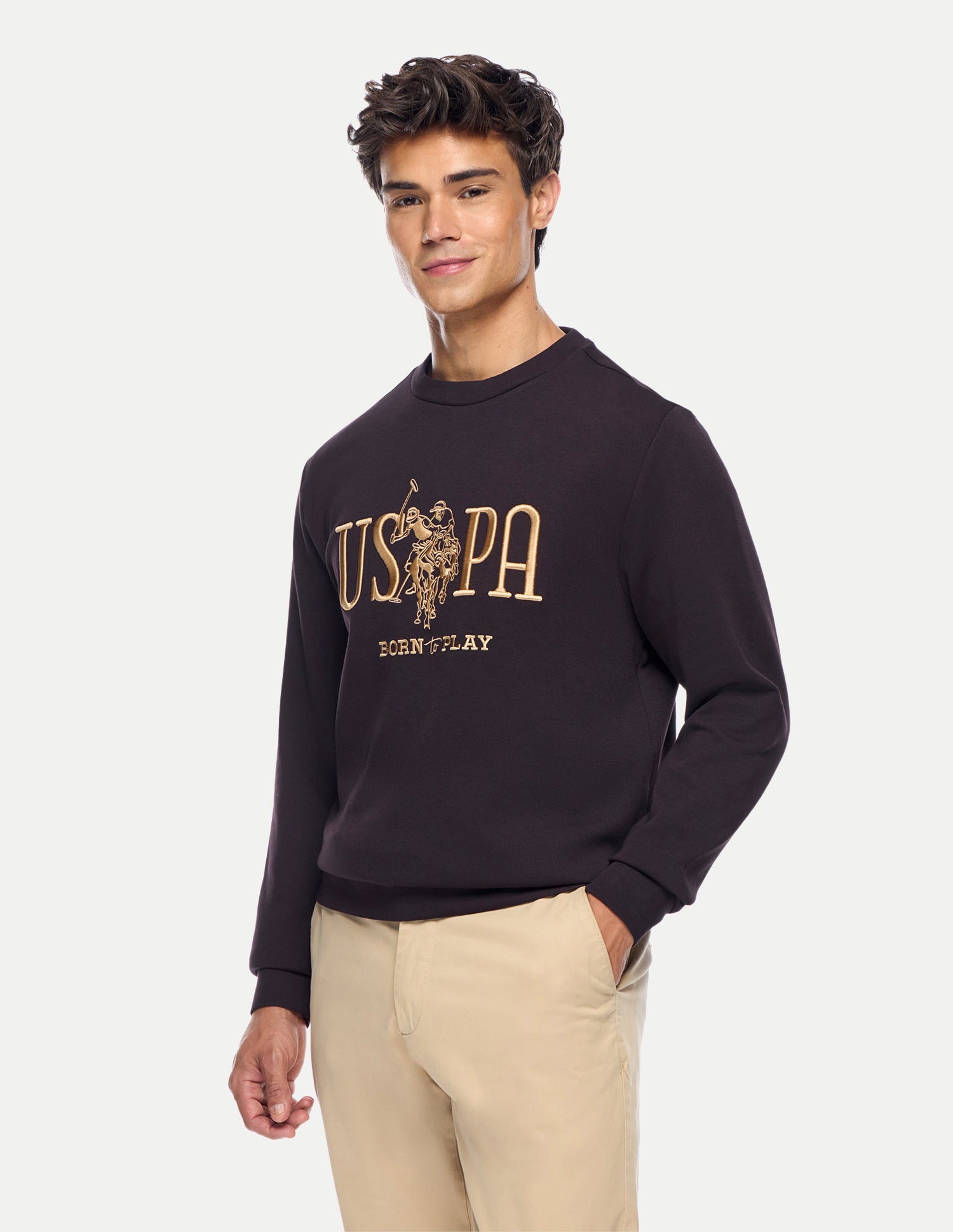 Brand Embroidered Slim Fit Sweatshirt Dark Brown - U.S. Polo Assn. India | Large