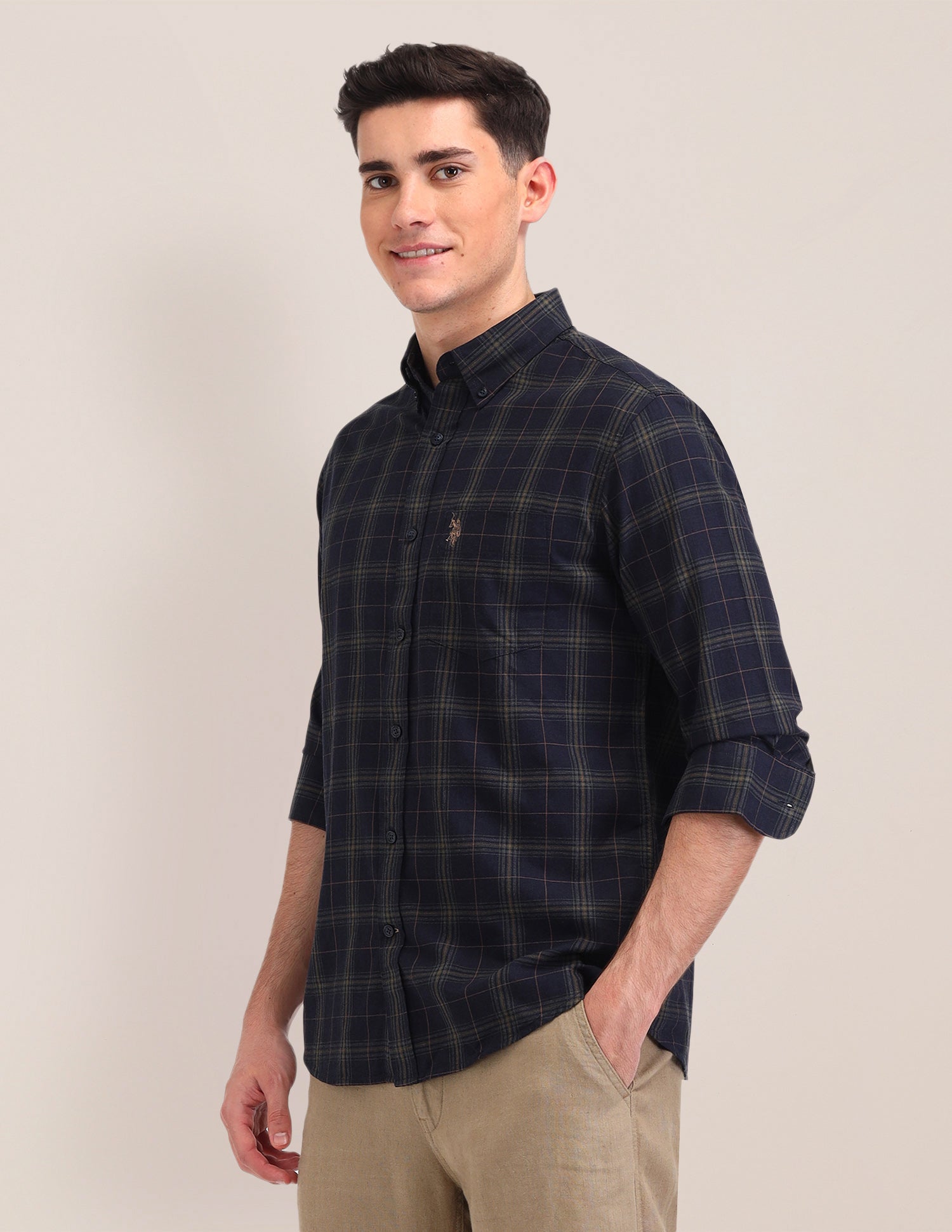 Plaid Checked Cotton Shirt Navy - U.S. Polo Assn. India | Large