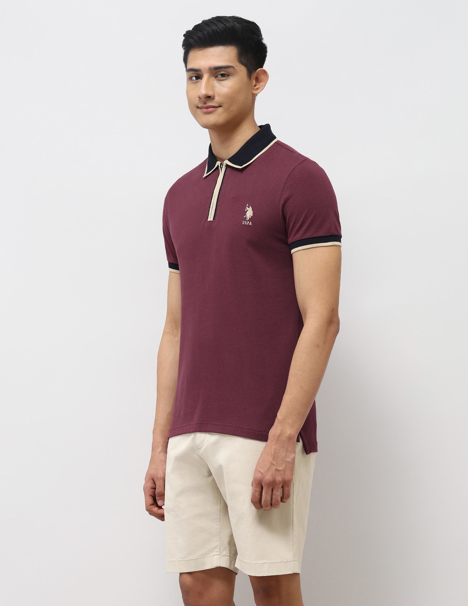 Pure Cotton Muscle Fit Polo Shirt Maroon - U.S. Polo Assn. India | Large