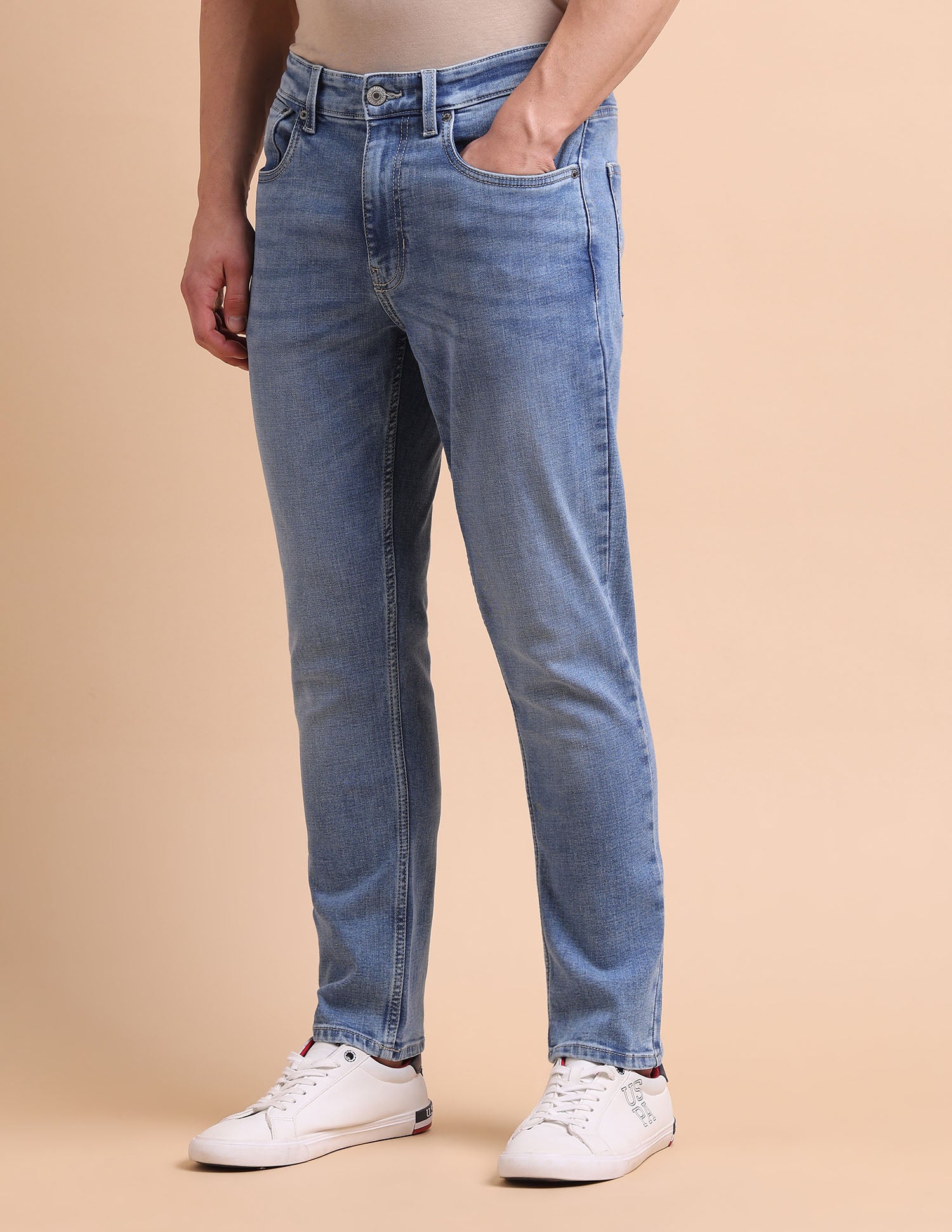 Cole Comfort Cropped Fit Blue Jeans Light Blue - U.S. POLO ASSN. | Large