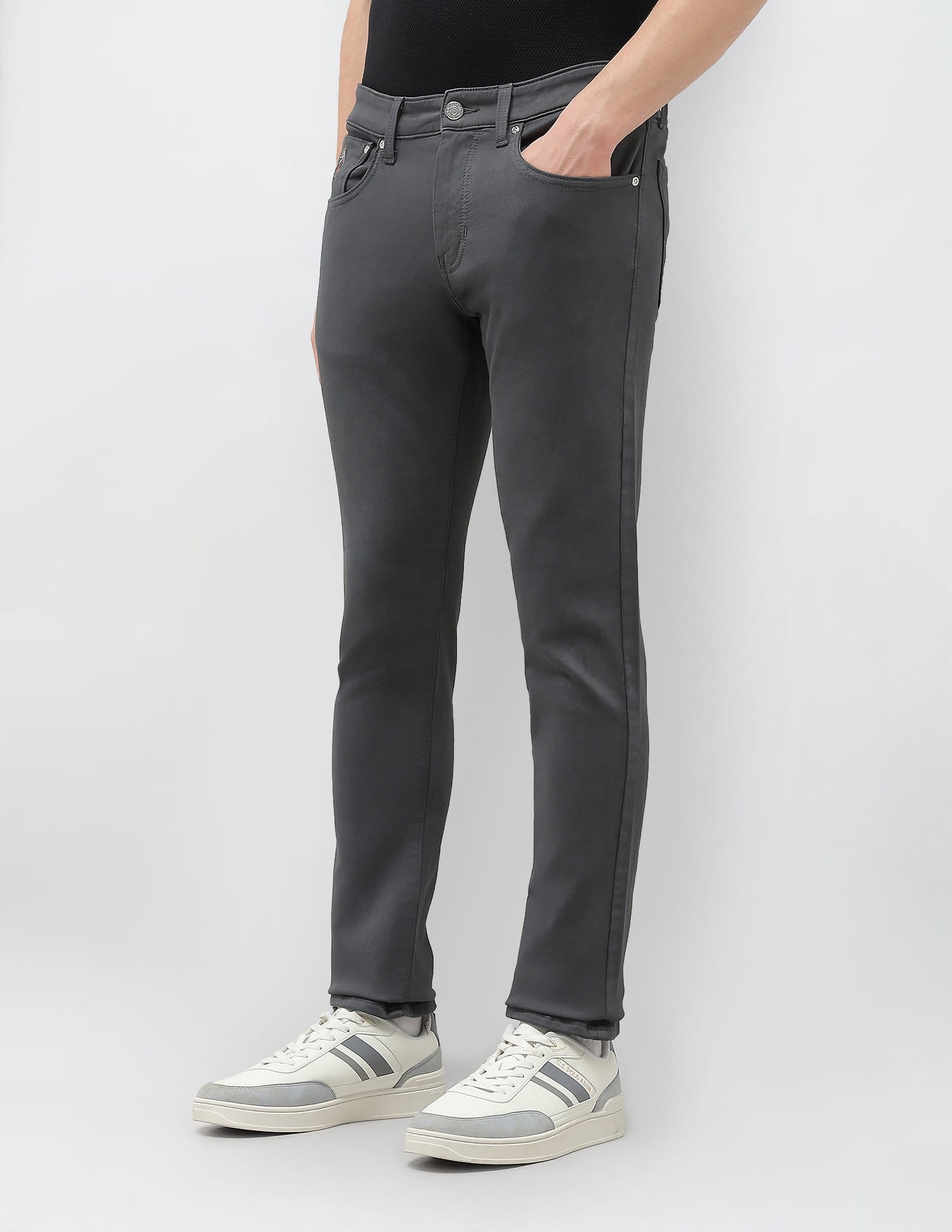 Mid Rise Brandon Slim-Tapered Fit Jeans Dark Grey - U.S. Polo Assn. India | Large