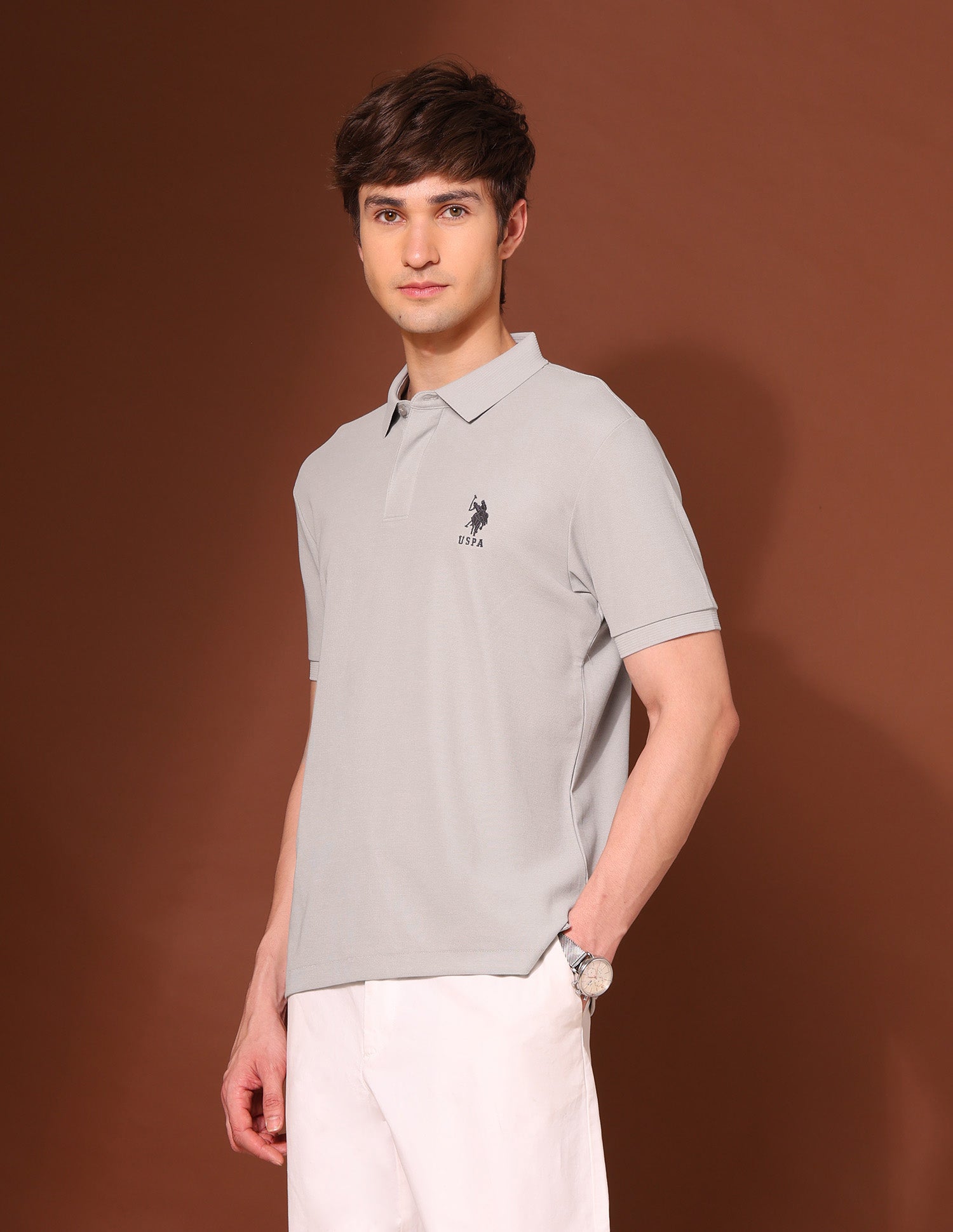 Slim Fit Work And Wander Polo Shirt Grey - U.S. Polo Assn. India | Large
