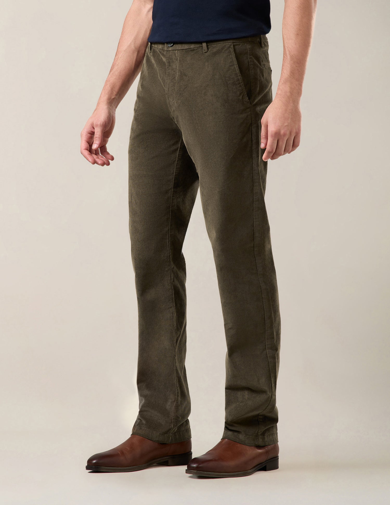 Riley Straight Fit Corduroy Trousers Light Olive - U.S. Polo Assn. India | Large