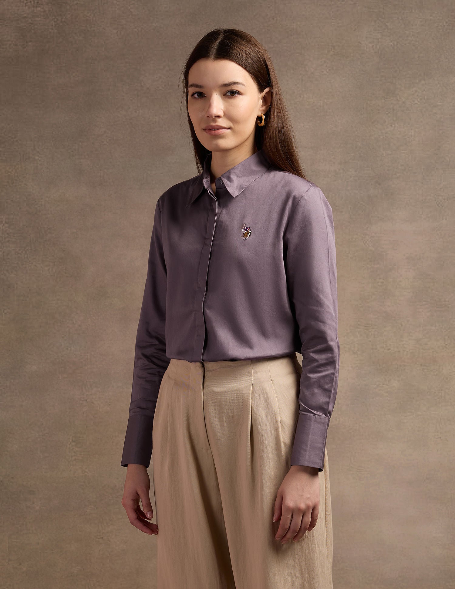 Regular Fit Satin Shirt Mauve - U.S. POLO ASSN. | Large