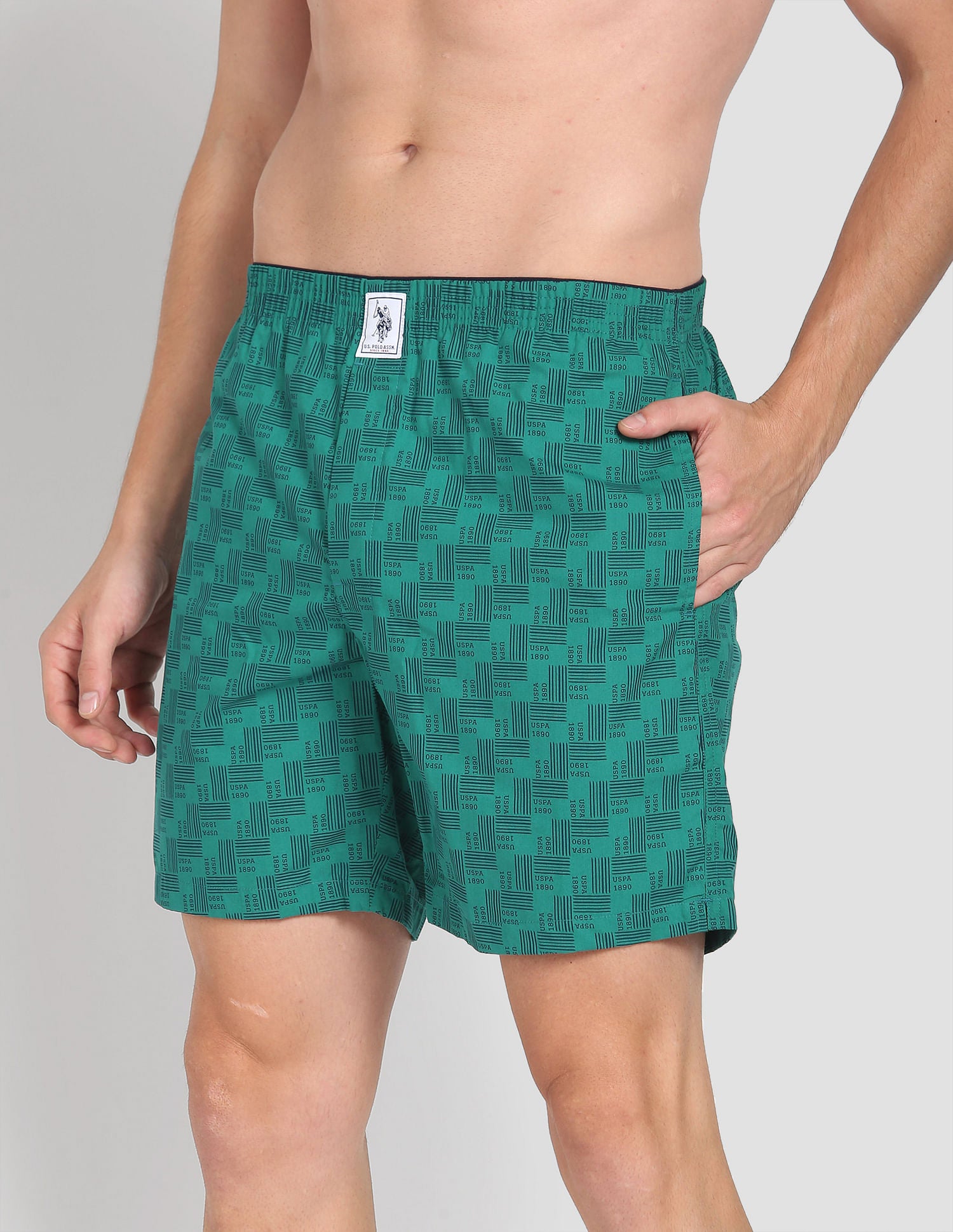 Pure Cotton Printed I600 Boxers - Pack Of 1 Green - U.S. POLO ASSN. | Large