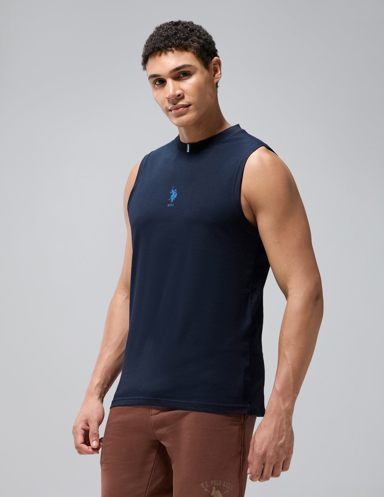 Pure Cotton Breathable OEV12 Gym Vest Navy - U.S. Polo Assn. India | Large