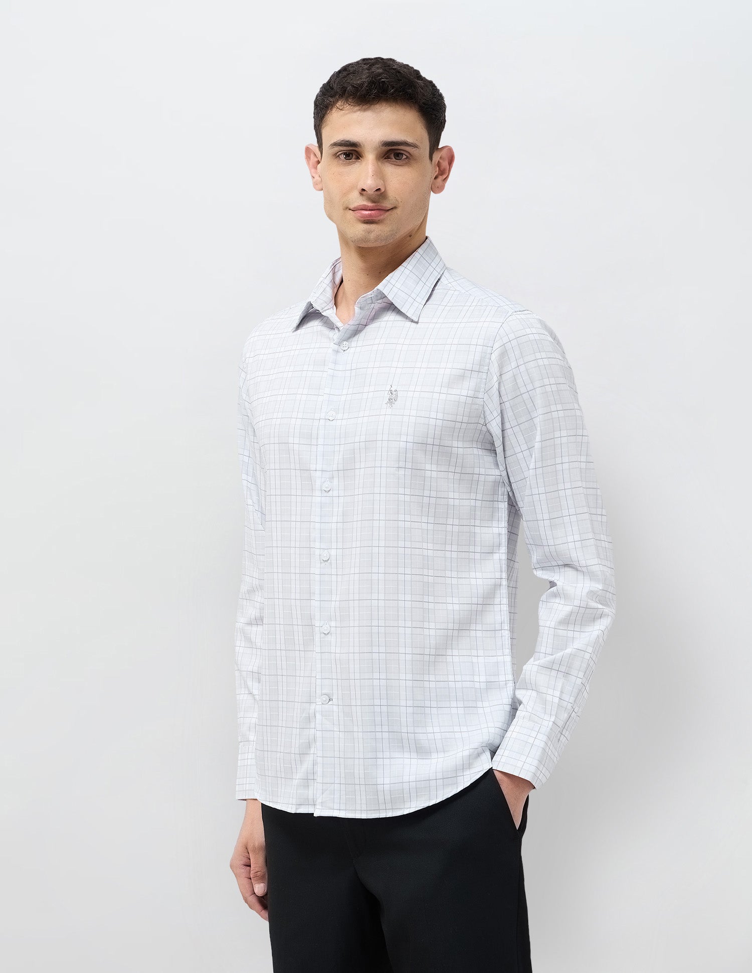 Graph Checked Tailored Fit Shirt Grey - U.S. POLO ASSN. | Large