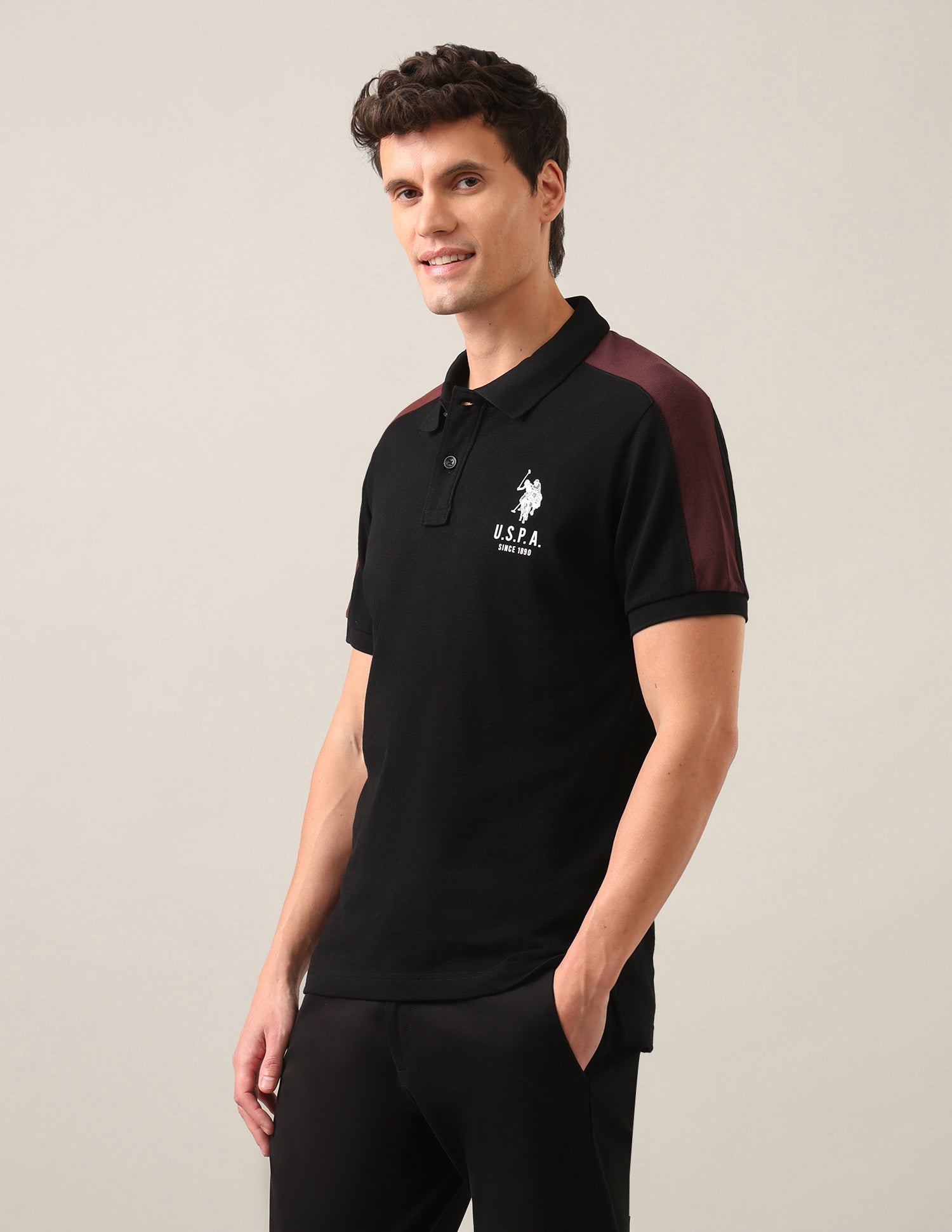 Solid Slim Fit Polo Shirt Black - U.S. Polo Assn. India | Large