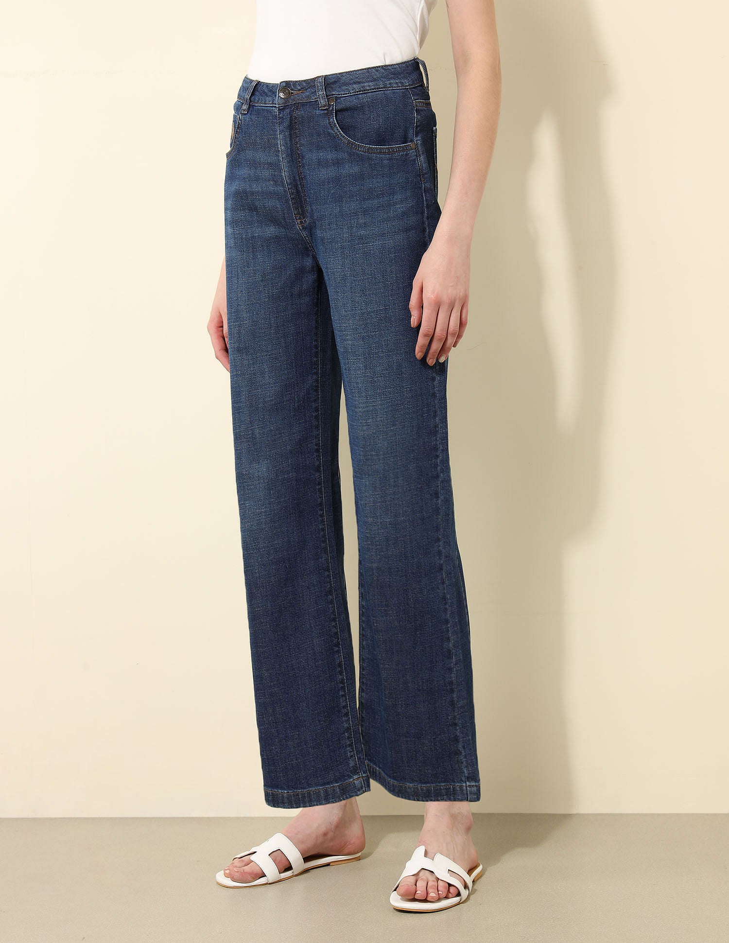 High Rise Wide Leg Fit Jeans Blue - U.S. POLO ASSN. | Large