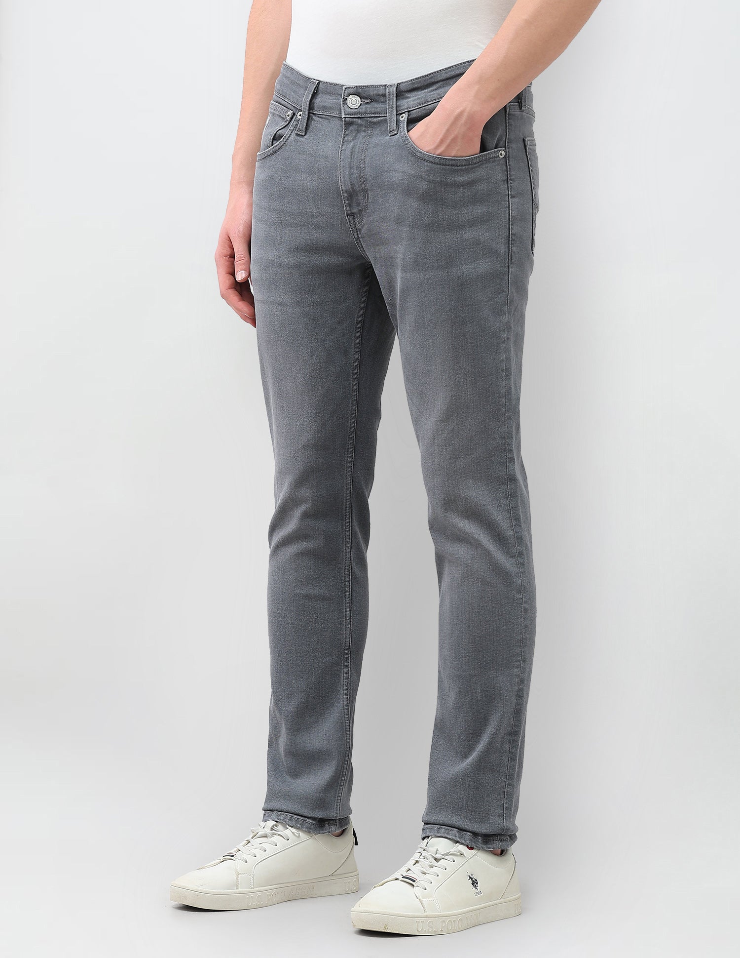 Brandon Slim Tapered Fit Grey Jeans Grey - U.S. Polo Assn. India | Large
