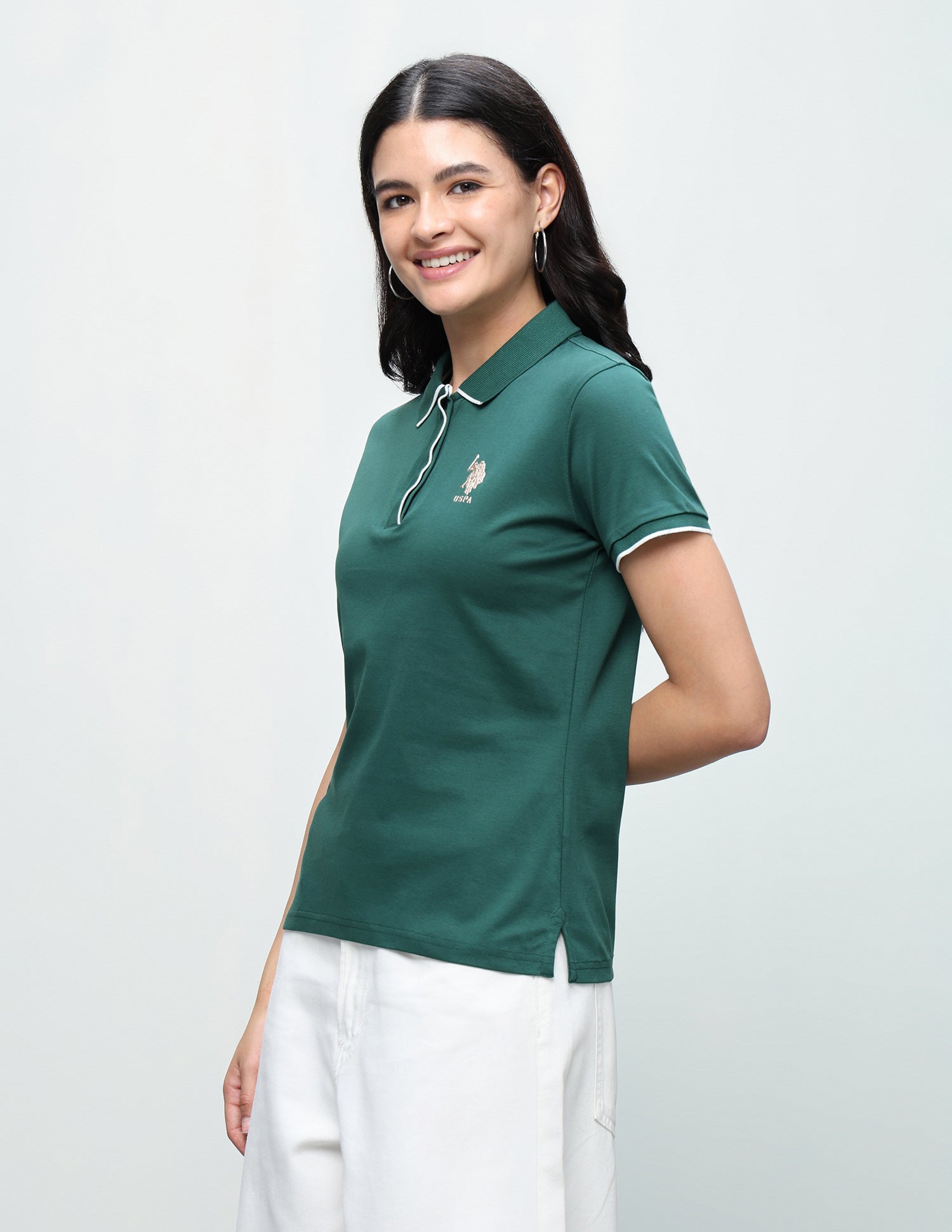 Solid Regular Fit Polo Shirt Dark Green - U.S. Polo Assn. India | Large