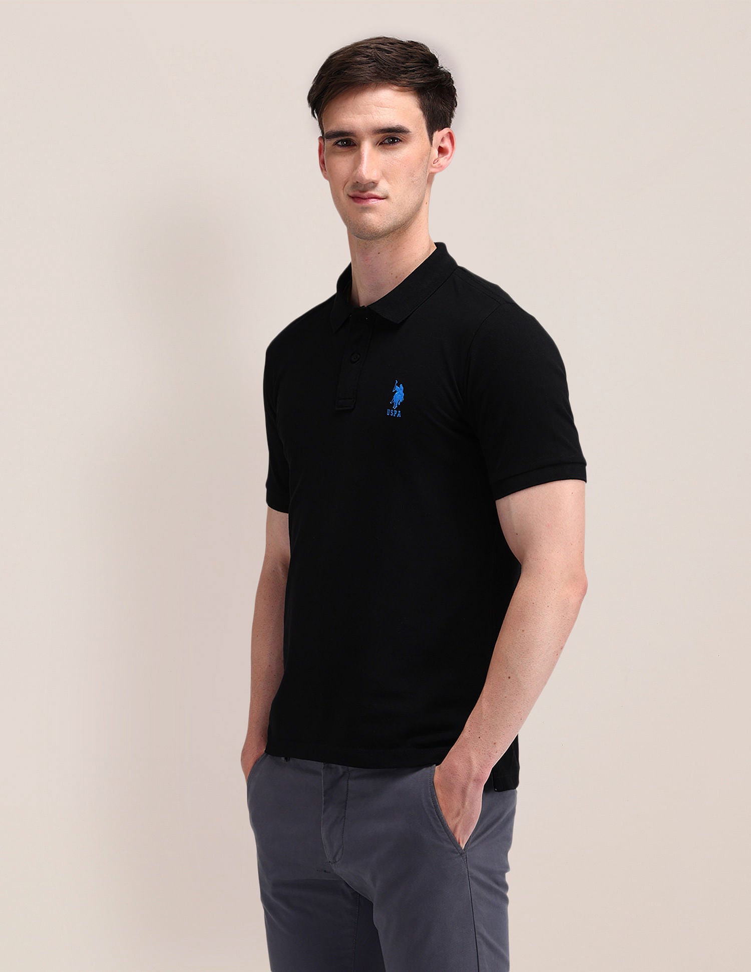Solid Slim Fit Polo Shirt Black - U.S. POLO ASSN. | Large