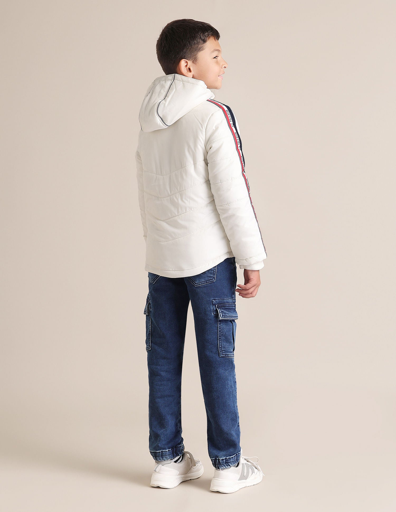 Boys Solid Hooded Jackets White - U.S. POLO ASSN. | Large