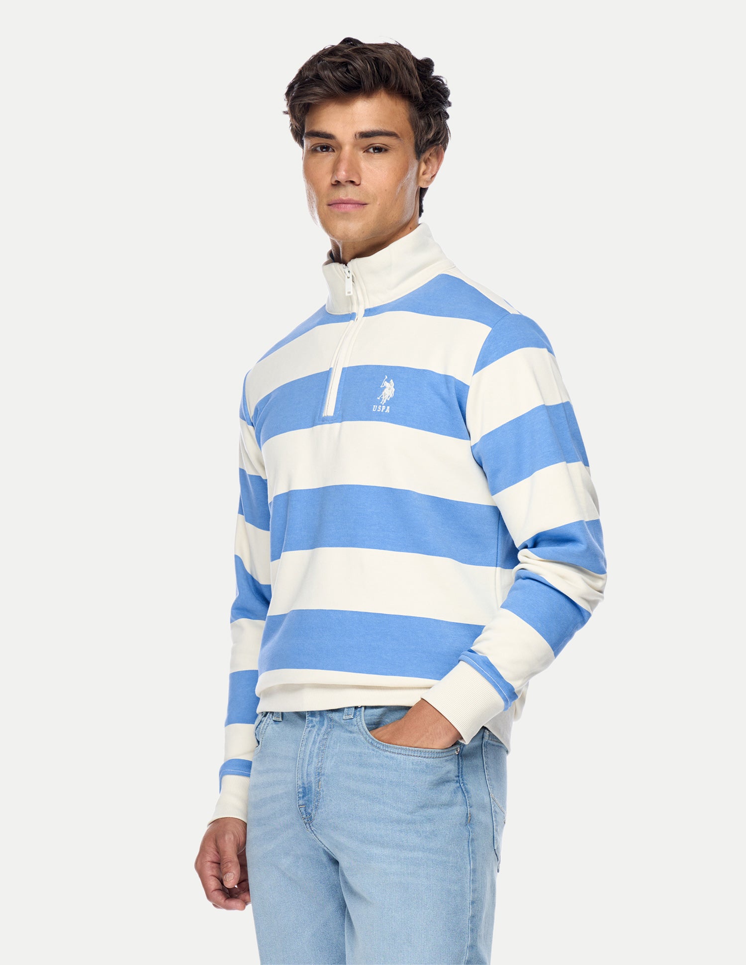 Horizontal Striped Regular Fit Sweatshirt Blue - U.S. Polo Assn. India | Large