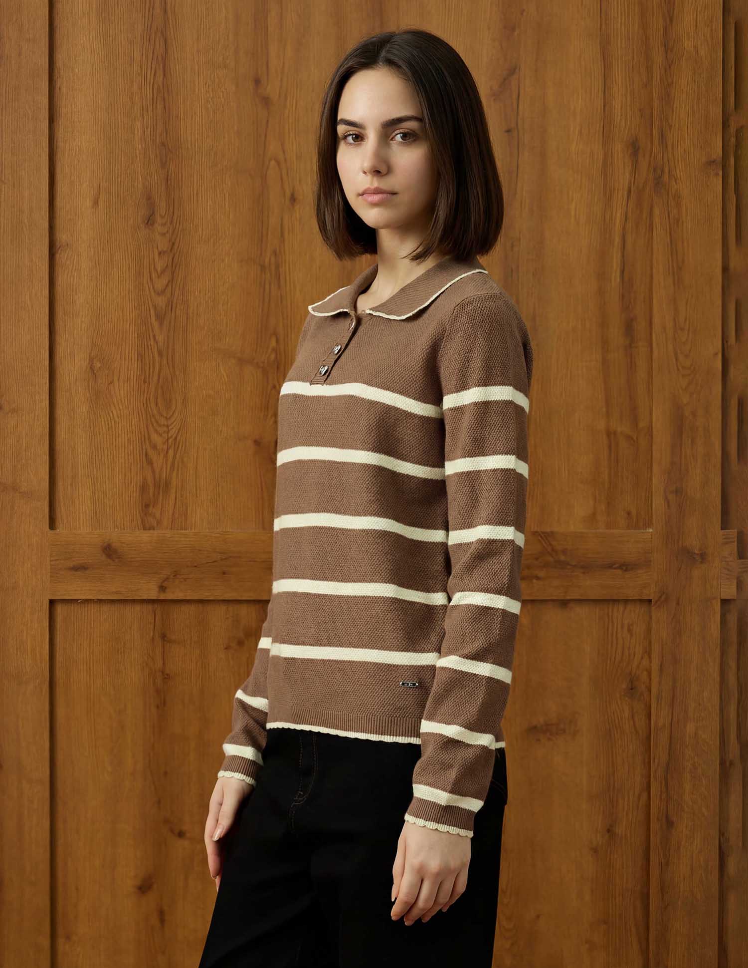Horizontal Striped Ribbed Knit Sweater Brown - U.S. POLO ASSN. | Large