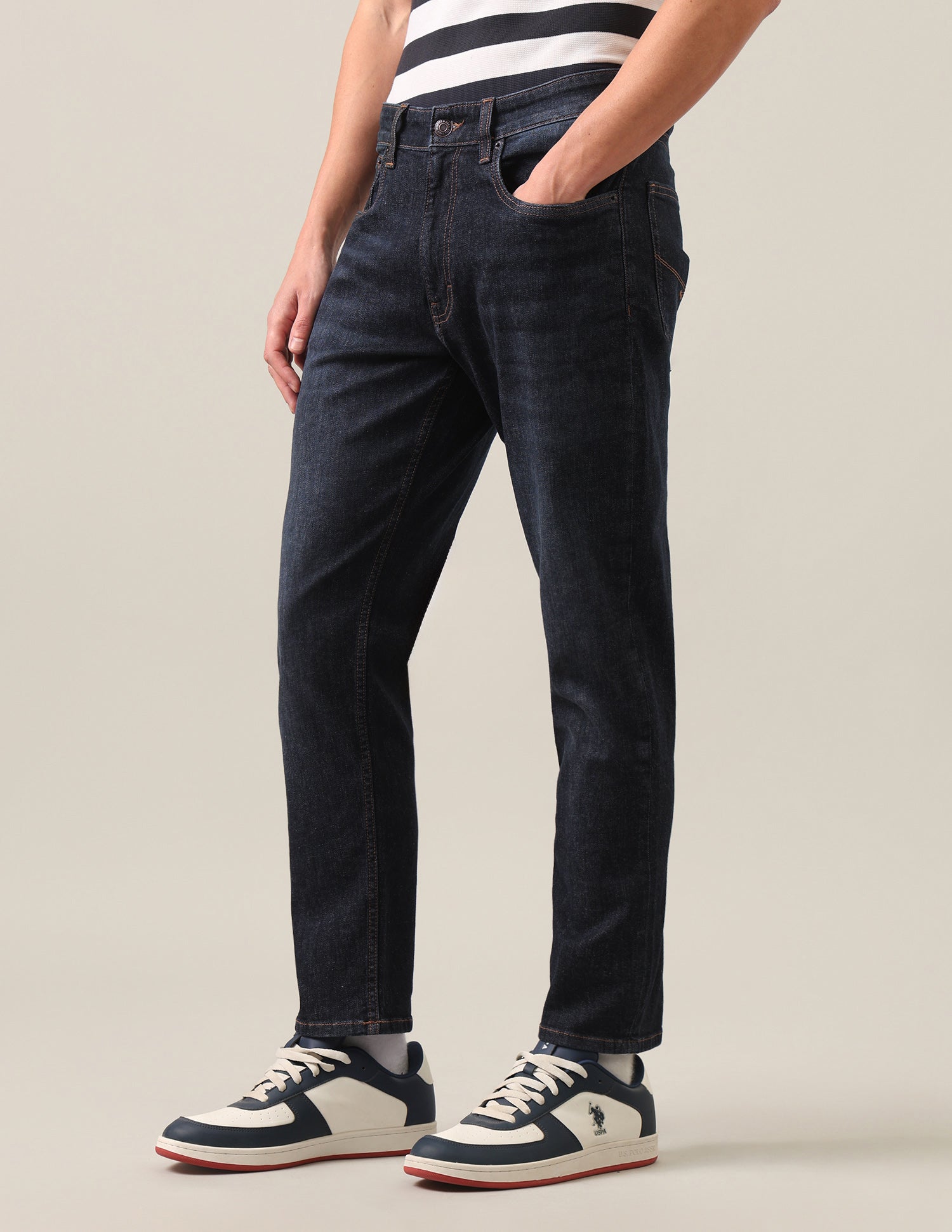 Cole Comfort Cropped Fit Blue Jeans Blue - U.S. Polo Assn. India | Large