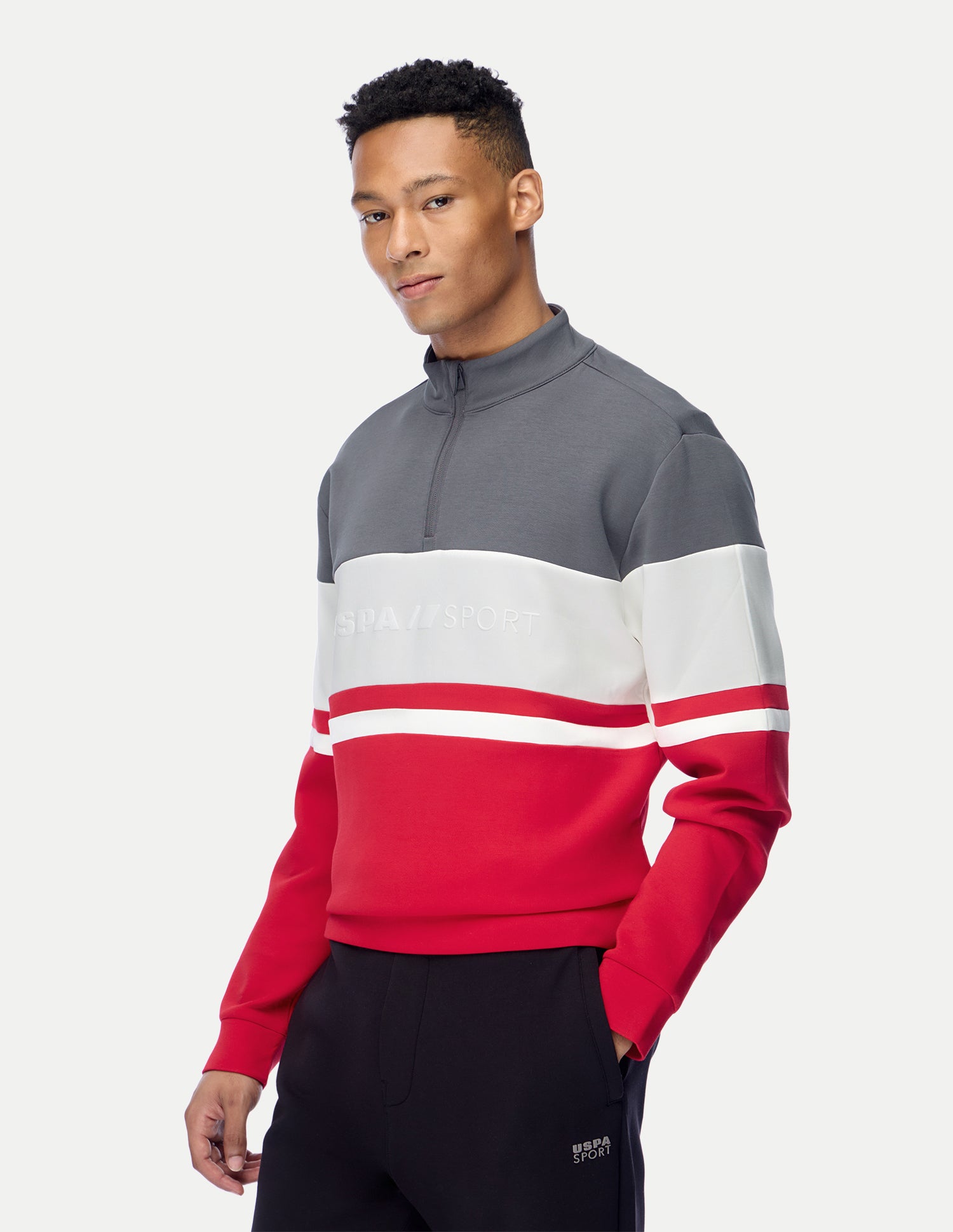 Brand Embossed Regular Fit Active Sweatshirt Grey - U.S. Polo Assn. India | Large