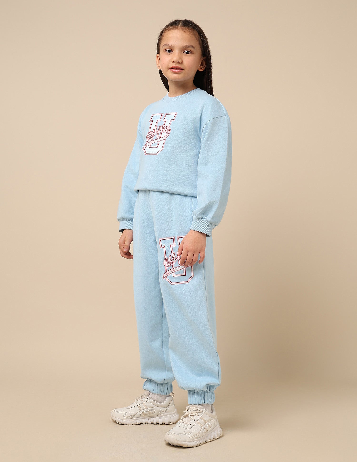 Girls Brand Embroidered Mid Rise Joggers Blue - U.S. POLO ASSN. | Large