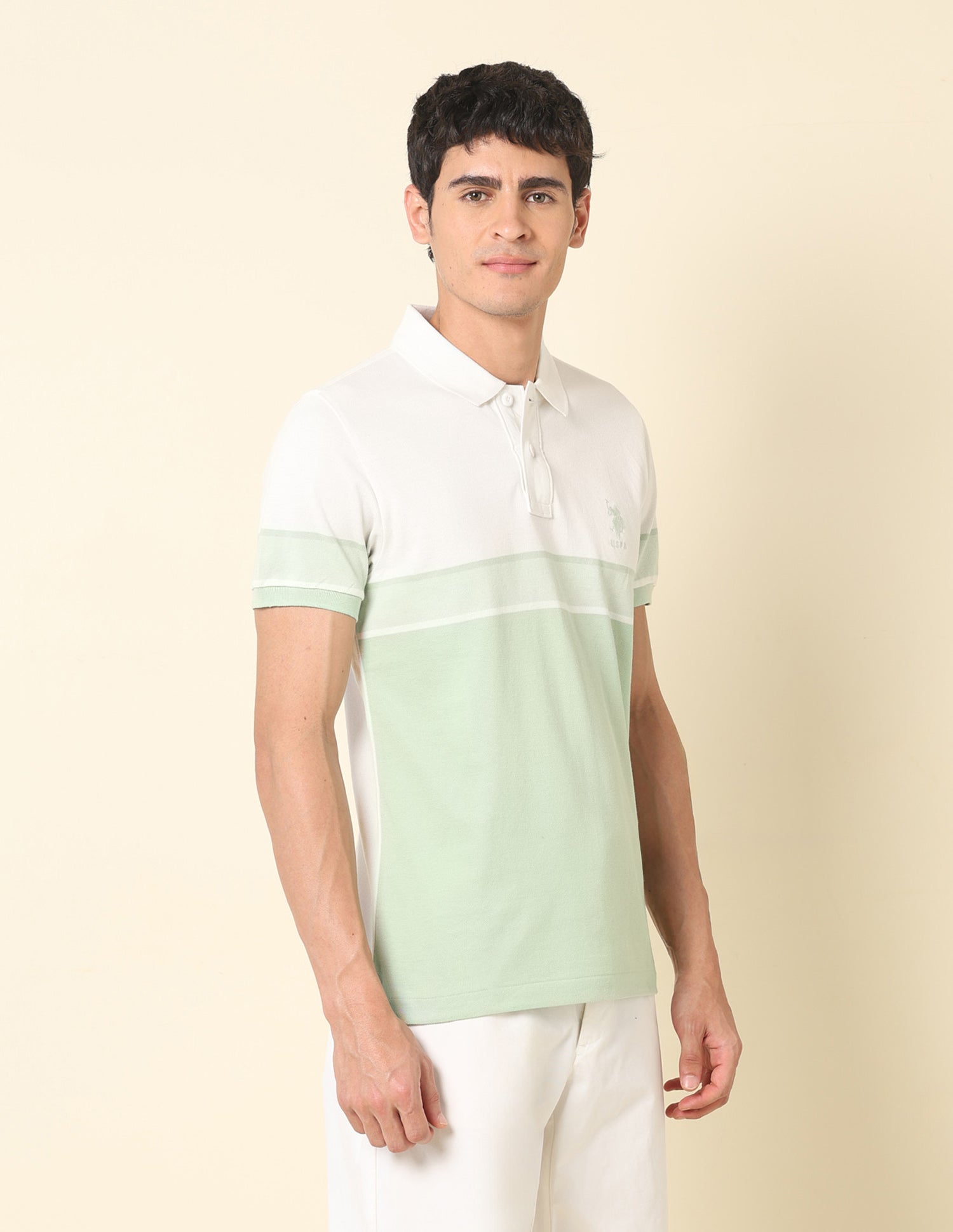 Colourblocked Classic Polo Shirt Light Green - U.S. POLO ASSN. | Large