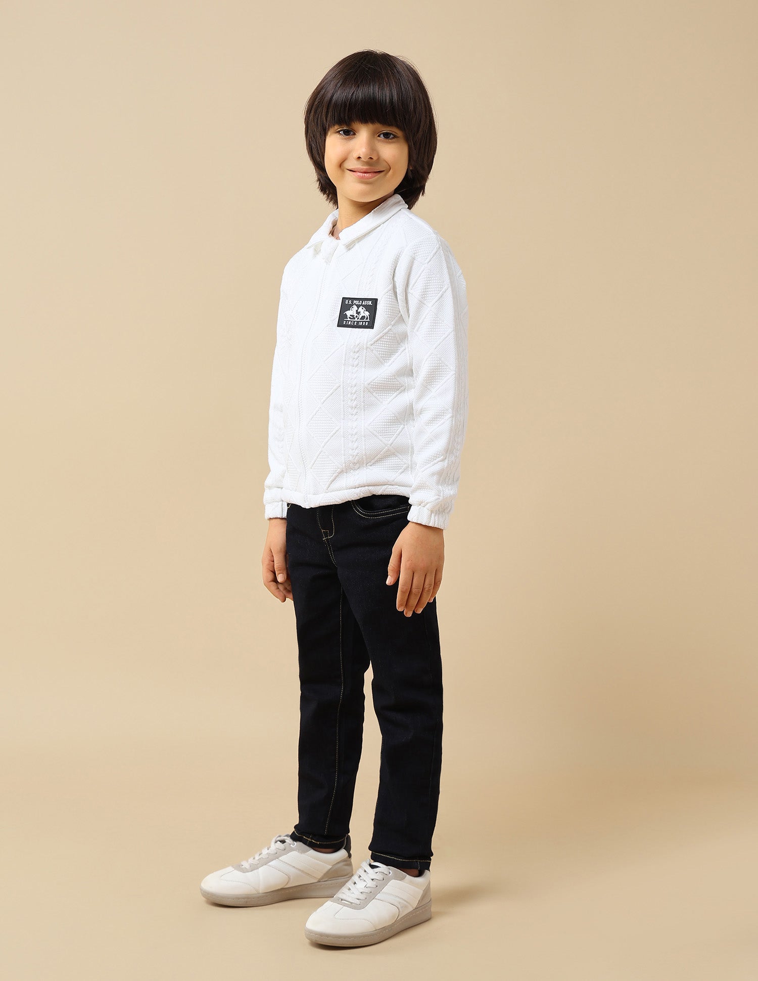 Boys Brand Embroidered Regular Fit Sweatshirt White - U.S. POLO ASSN. | Large