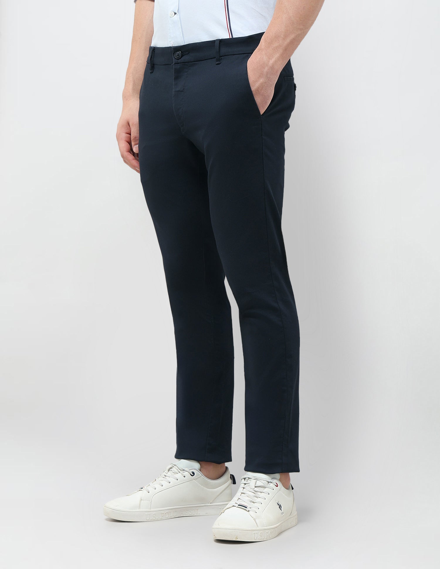 Slim Fit Dobby Trousers Navy - U.S. Polo Assn. India | Large