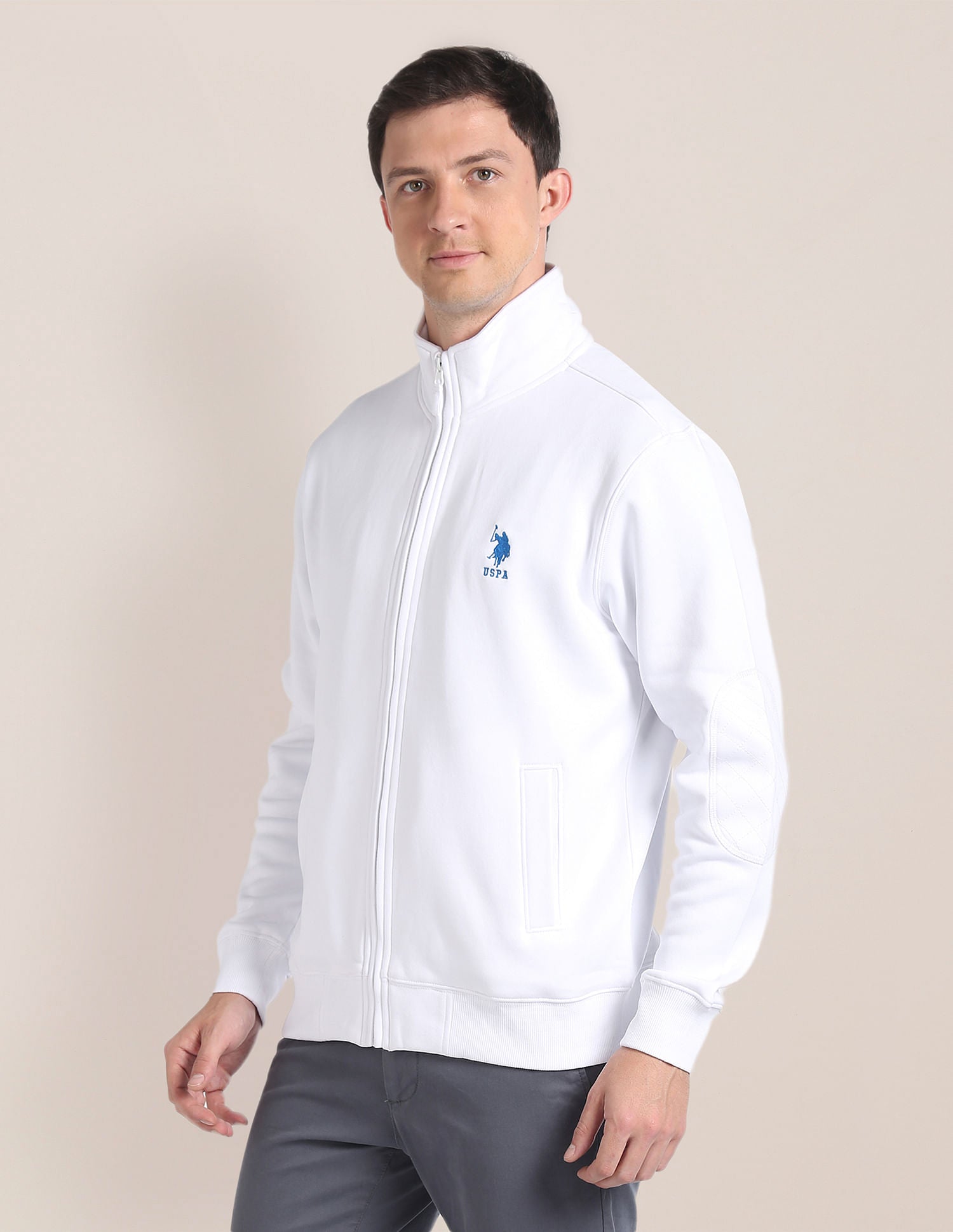 High Neck Solid Sweatshirt White - U.S. POLO ASSN. | Large