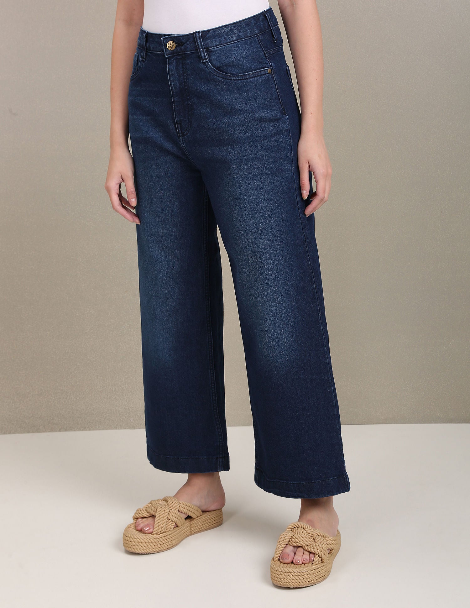 Stone Wash Flared Jeans Dark Blue - U.S. Polo Assn. India | Large