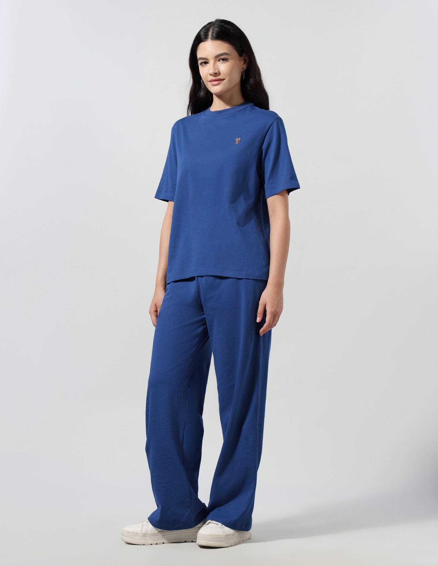 Boxy Fit T-Shirt With Wide Leg Track Pants Blue - U.S. Polo Assn. India | Large