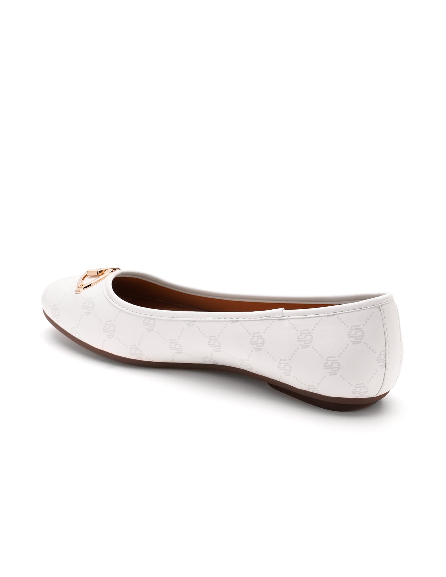 Women Panelled All Over Monogram Mia Ballerinas White - U.S. Polo Assn. India | Large