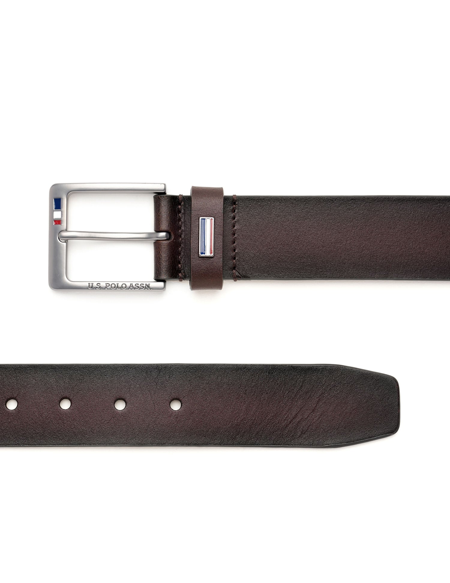 Leather Solid Balkan Belt Dark Brown - U.S. POLO ASSN. | Large