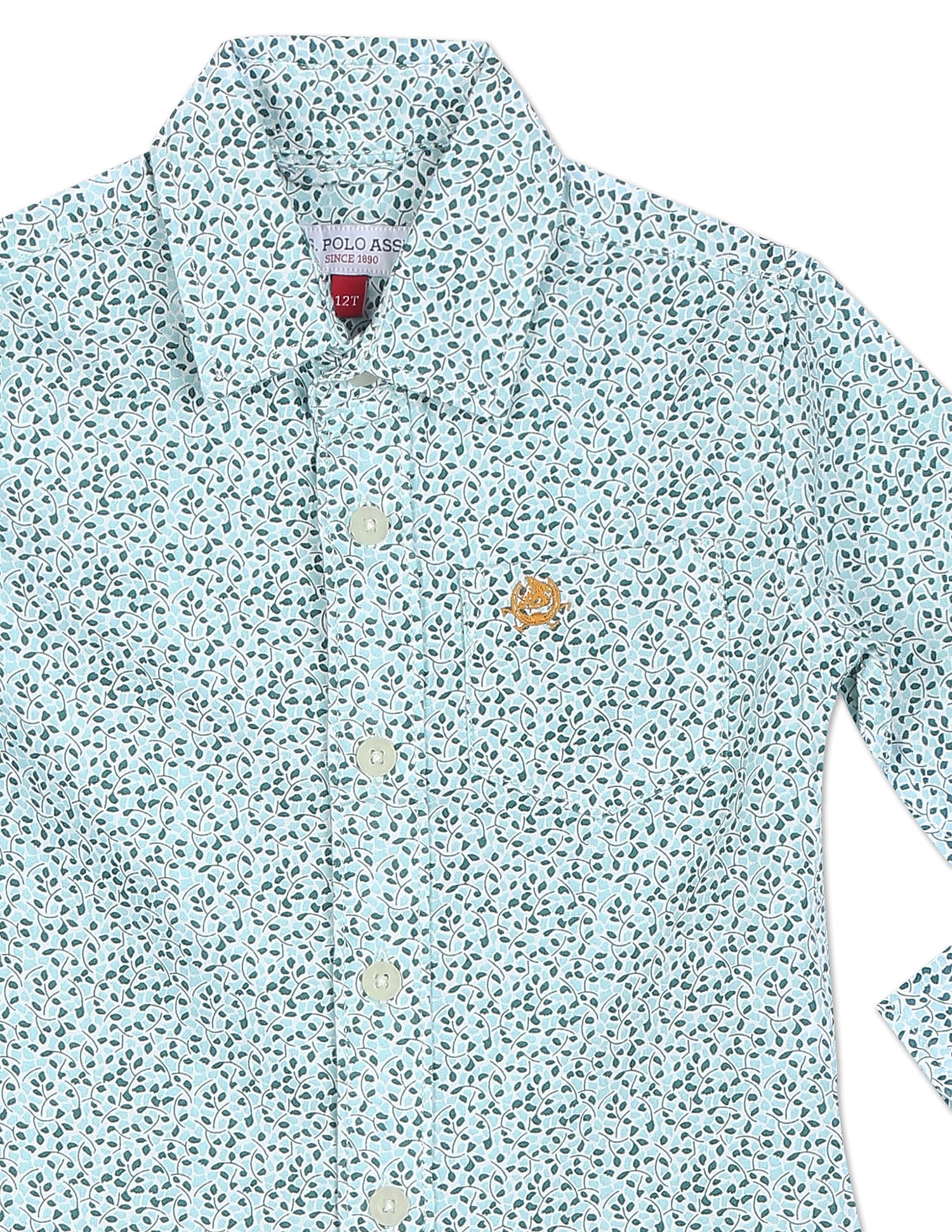 Boys Blue Spread Collar Printed Shirt Blue - U.S. POLO ASSN. | Large