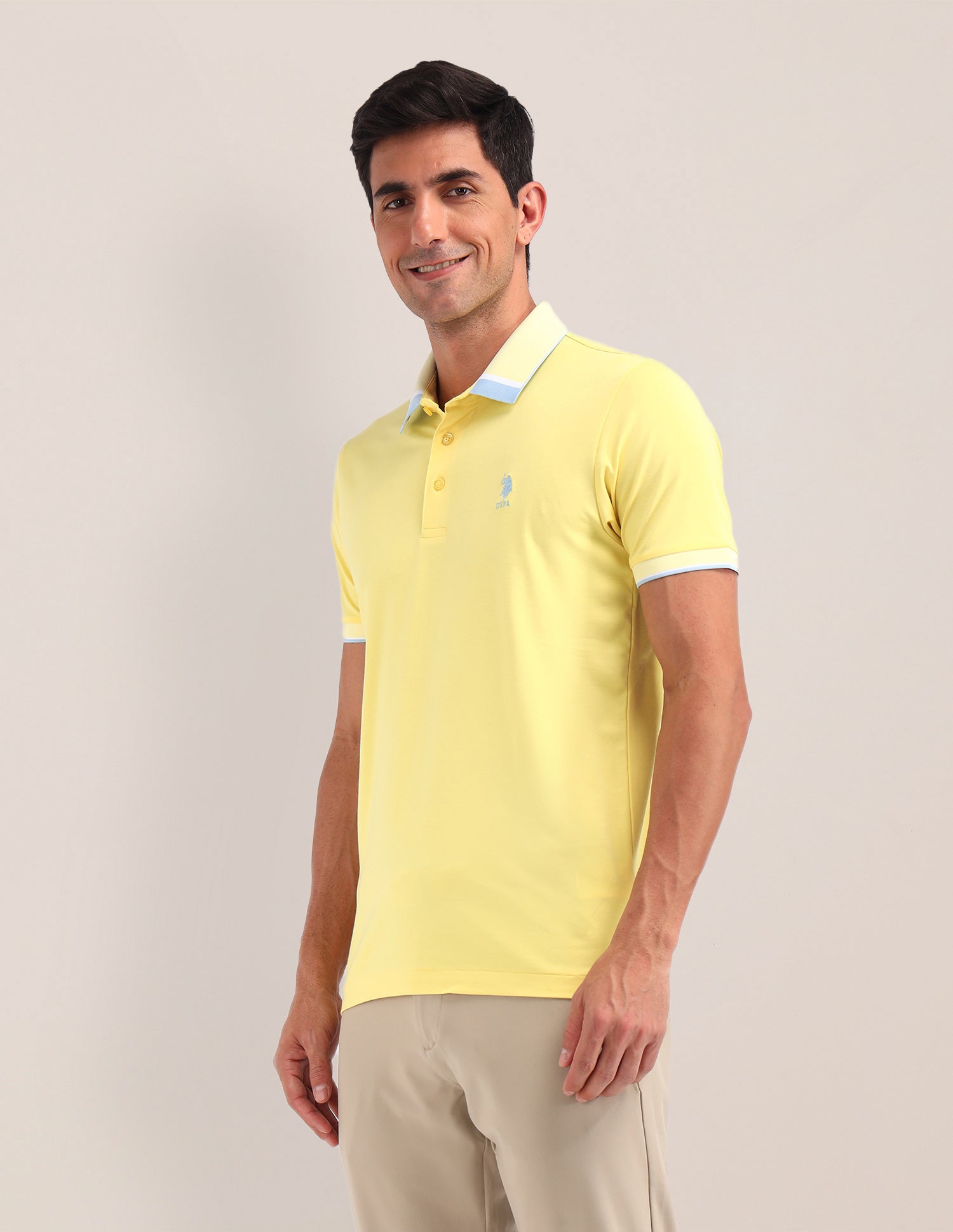 Solid Slim Fit Polo Shirt Yellow - U.S. Polo Assn. India | Large