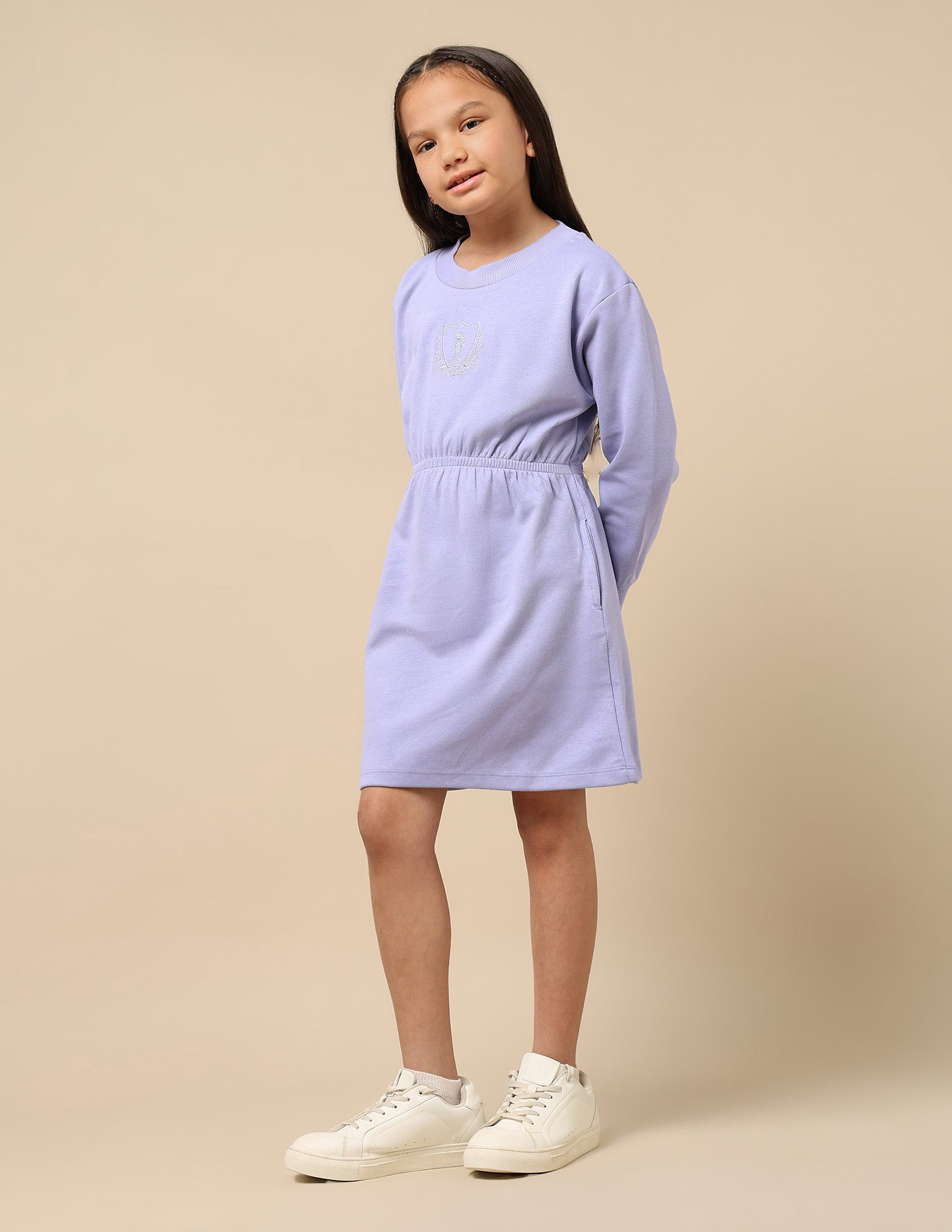 Girls Crew Neck Fit And Flare Dress Light Purple - U.S. POLO ASSN. | Large
